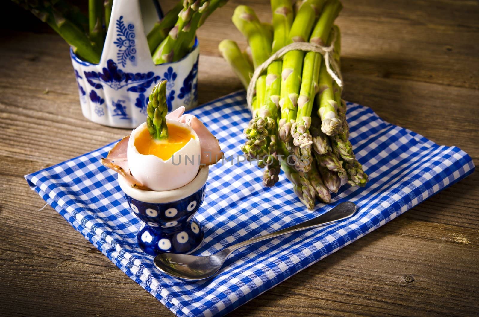 soft-boiled egg with asparagus