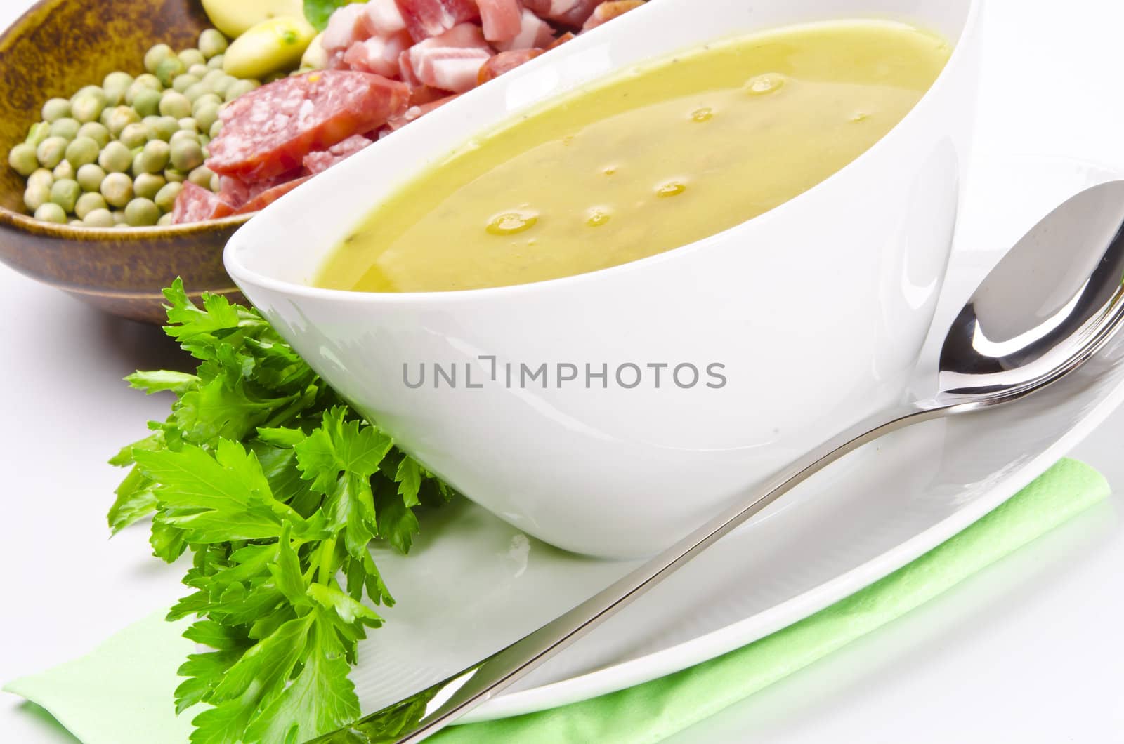 pea soup and ingredients