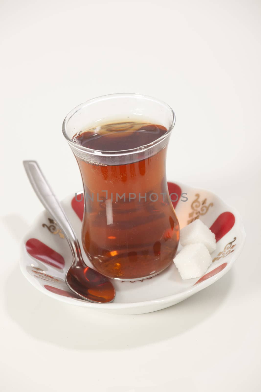 glass of Turkish tea isolated on white by senkaya