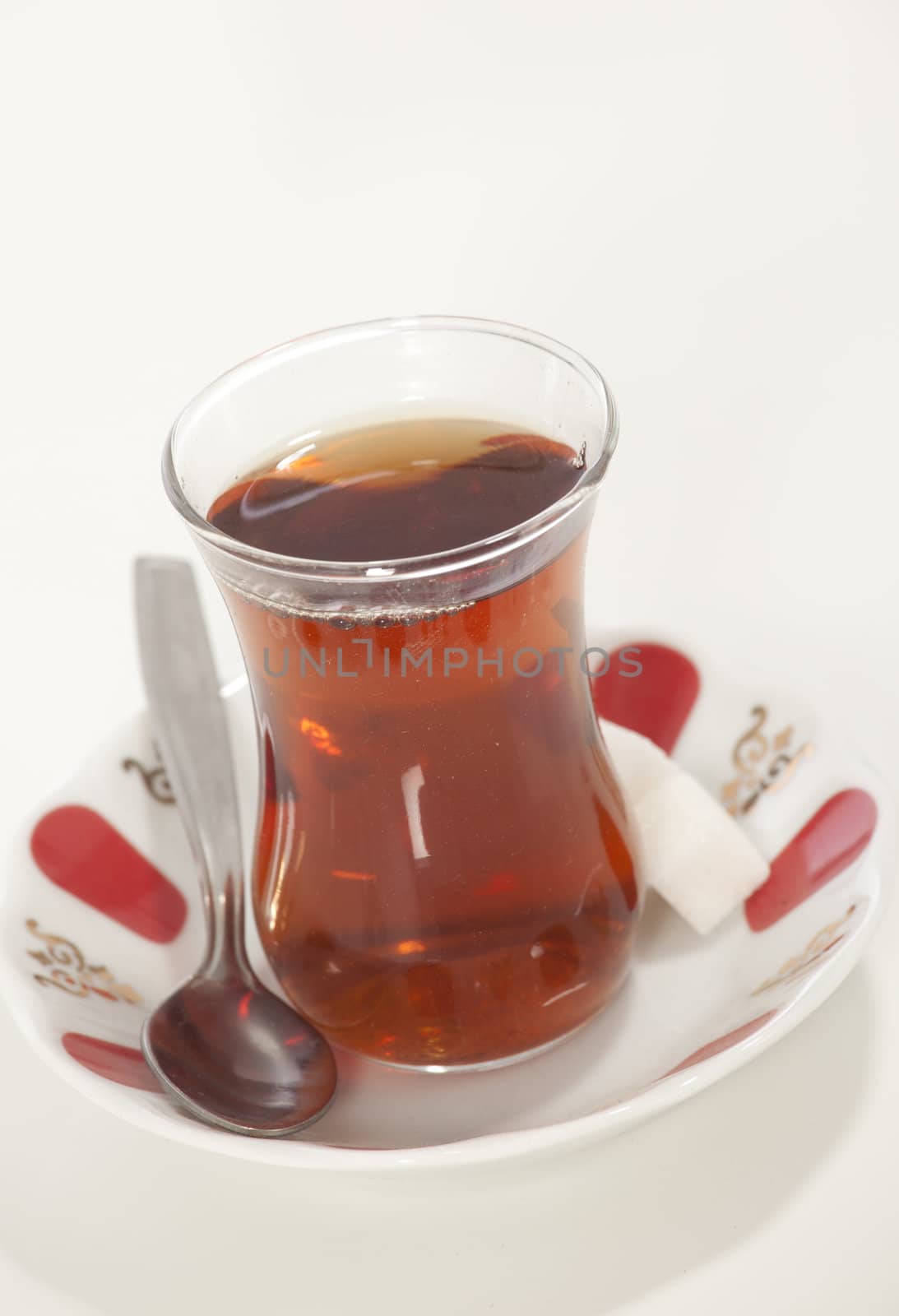 glass of Turkish tea isolated on white by senkaya