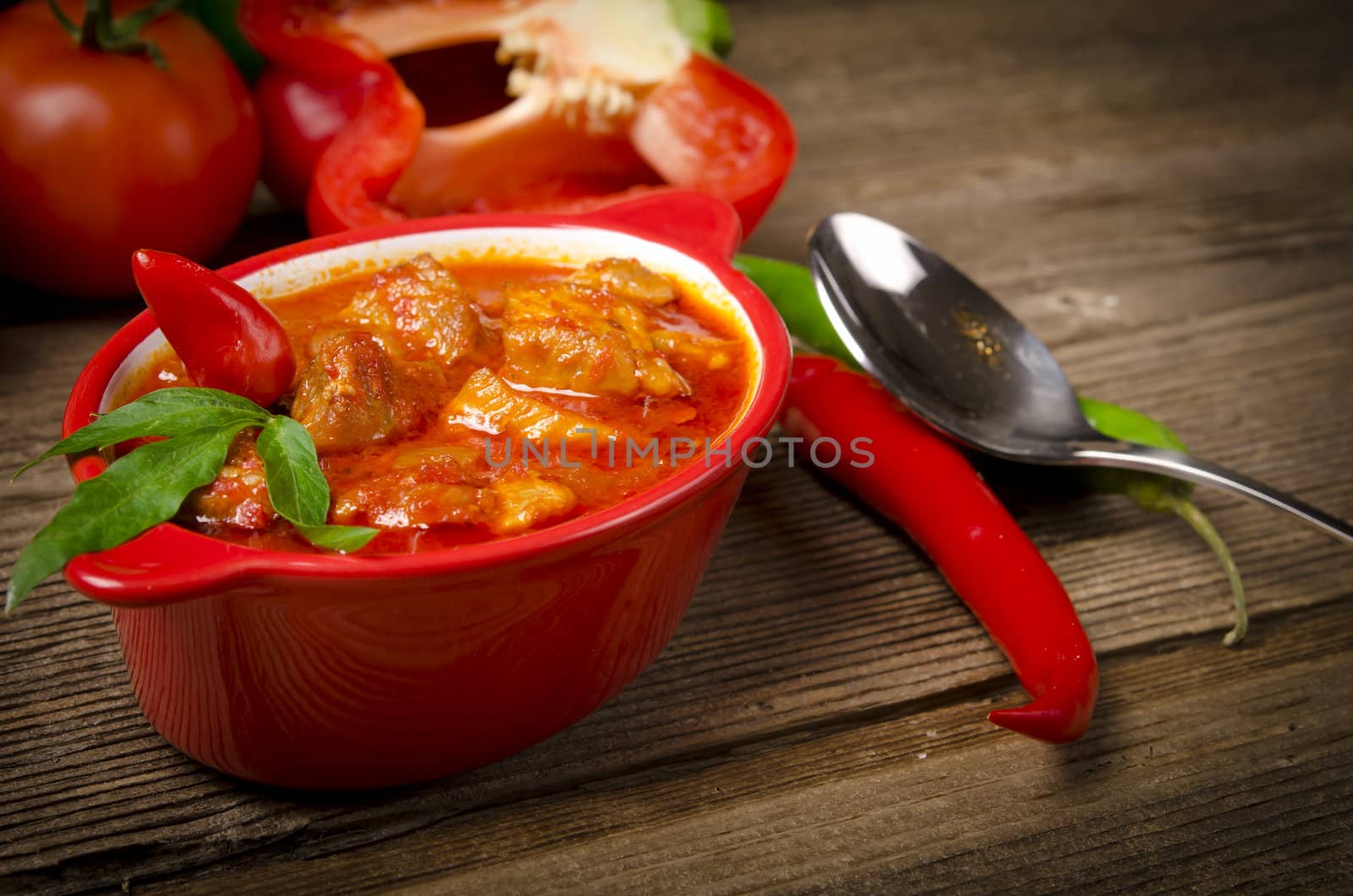 Hungarian goulash with potato pancakes