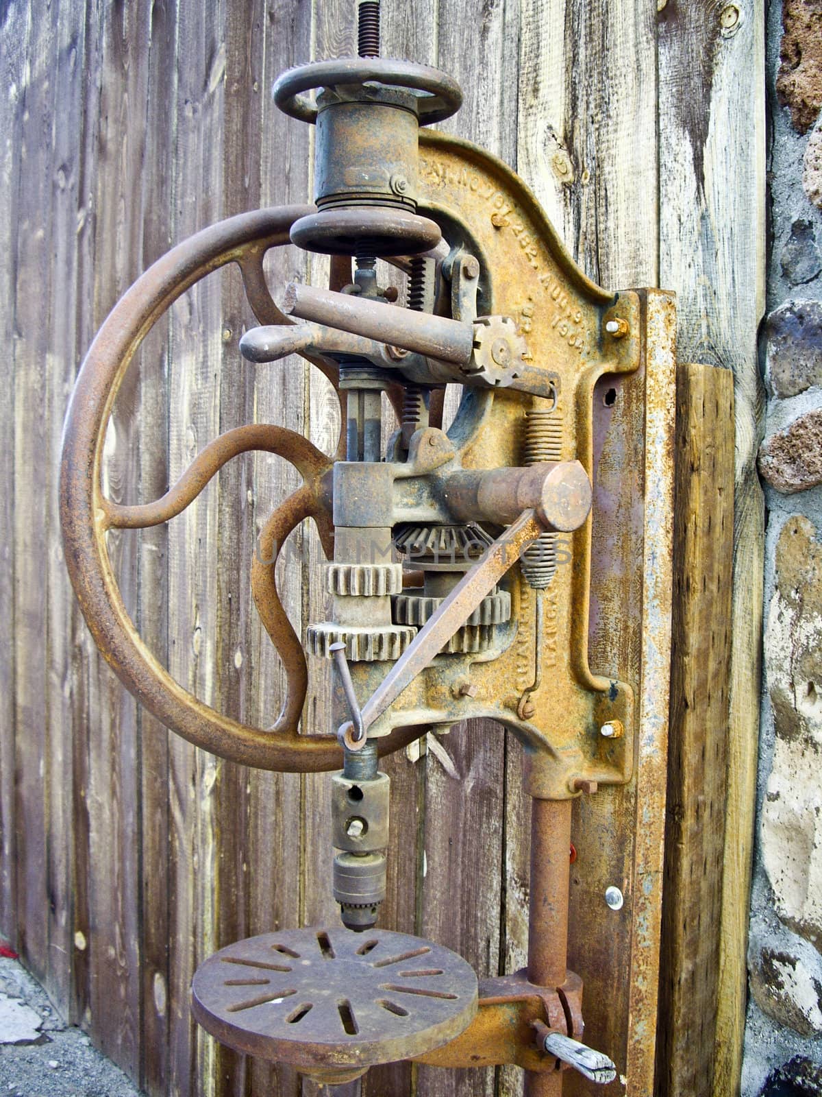 Vintage Drill Press at Route 66 gas station