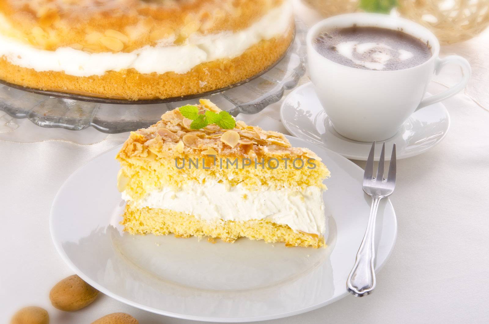 flat cake with an almond and sugar coating 