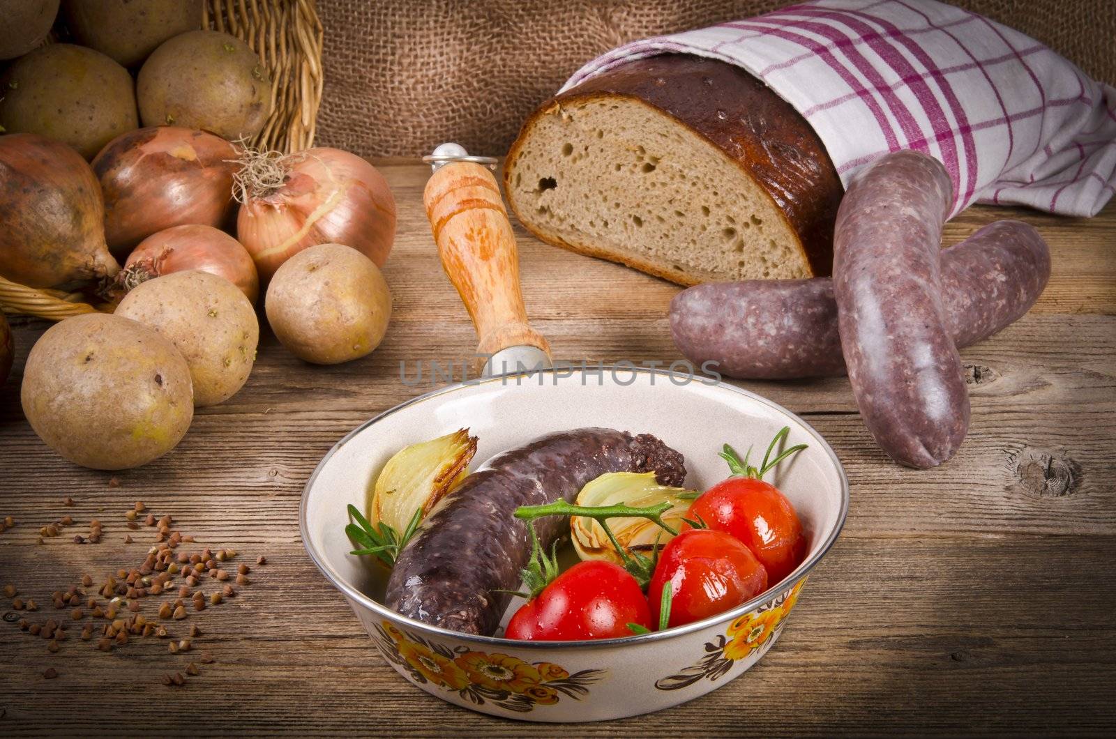 Krupniok traditional blood sausage in Polish cuisine