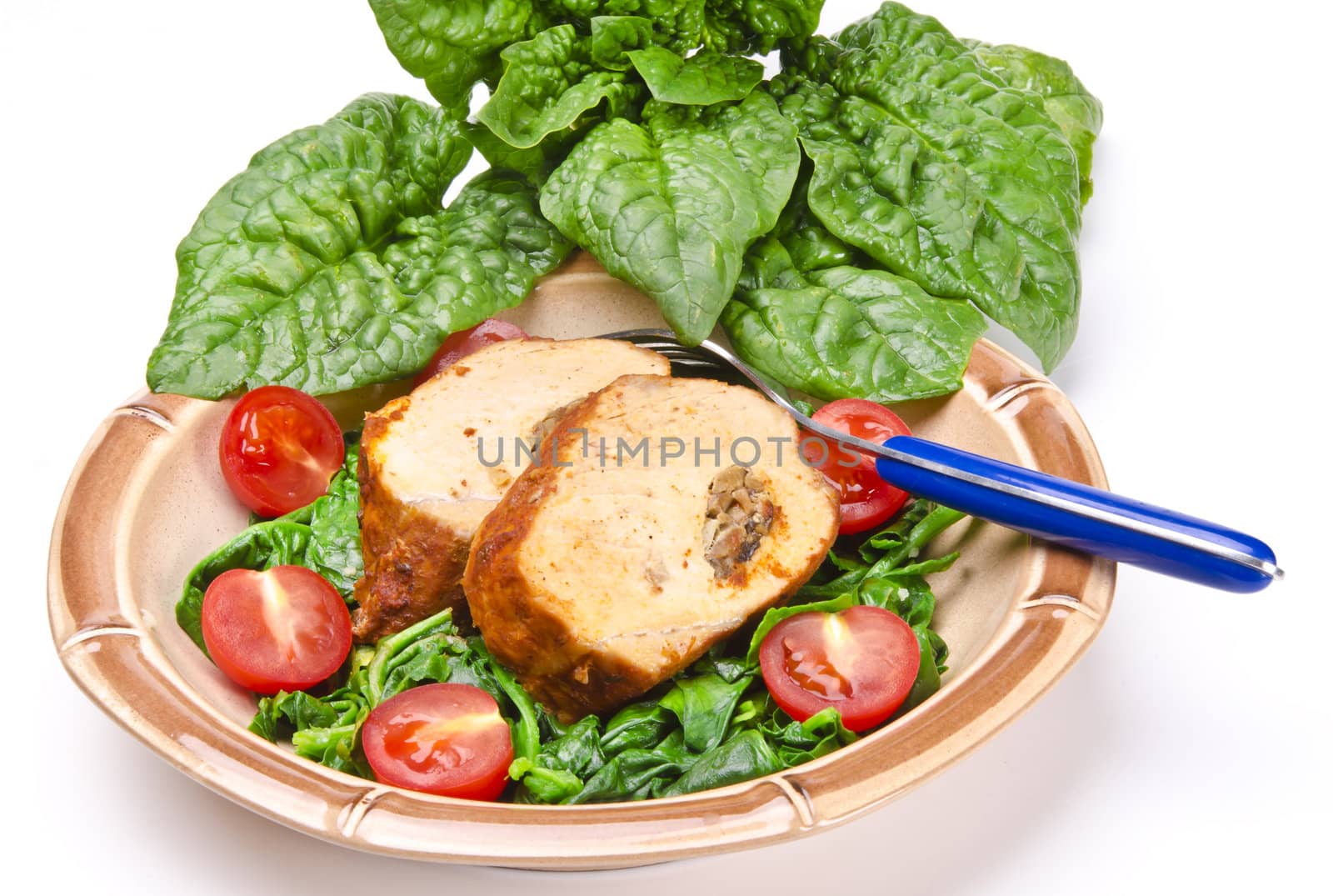 Spinach with meat beef olive