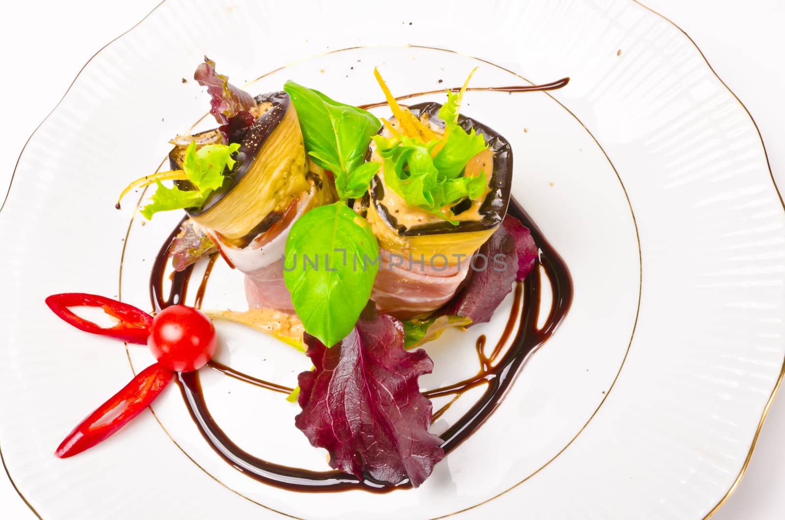 Aubergine beefs olive with Parma ham by Darius.Dzinnik