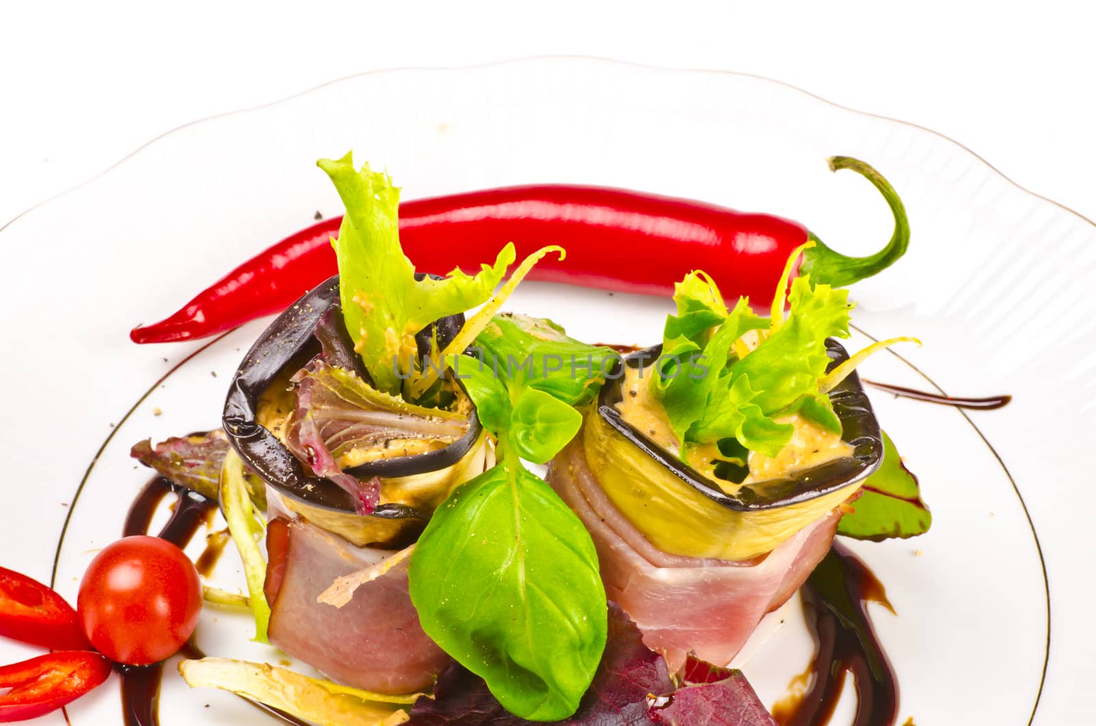 Aubergine beefs olive with Parma ham by Darius.Dzinnik