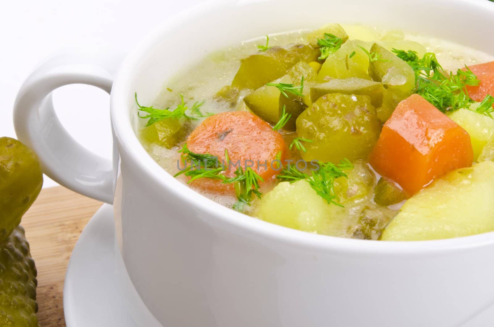 Polish pickled cucumbers soup