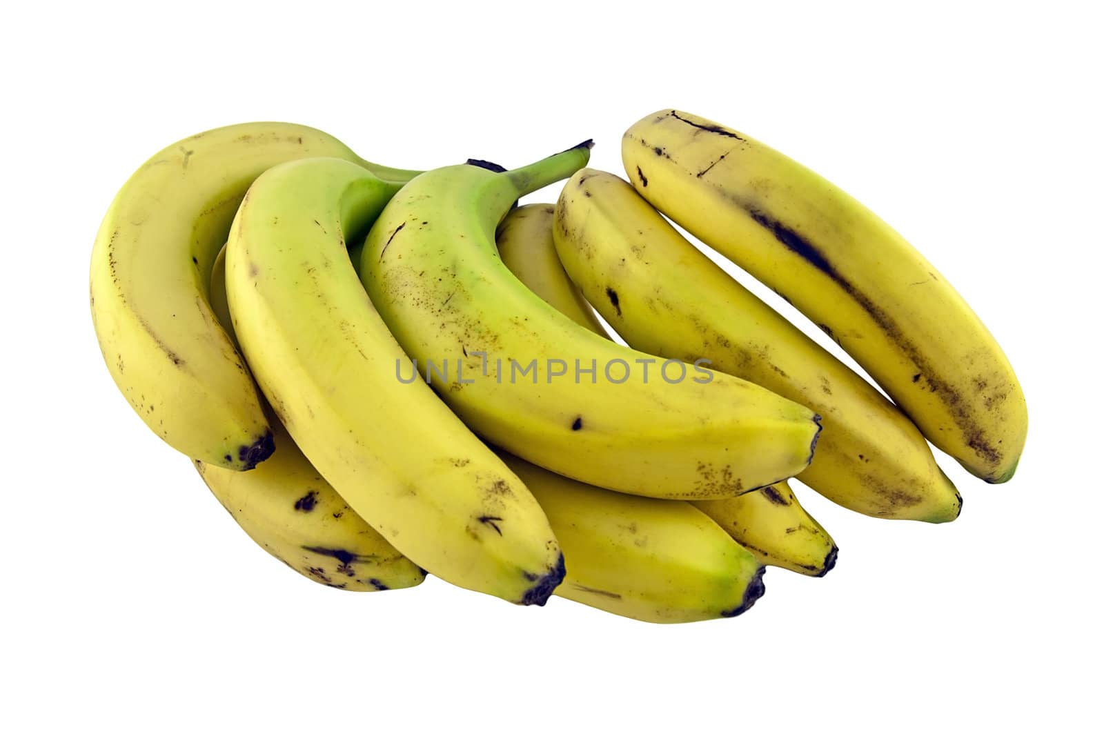 A cluster of bananas isolated on white