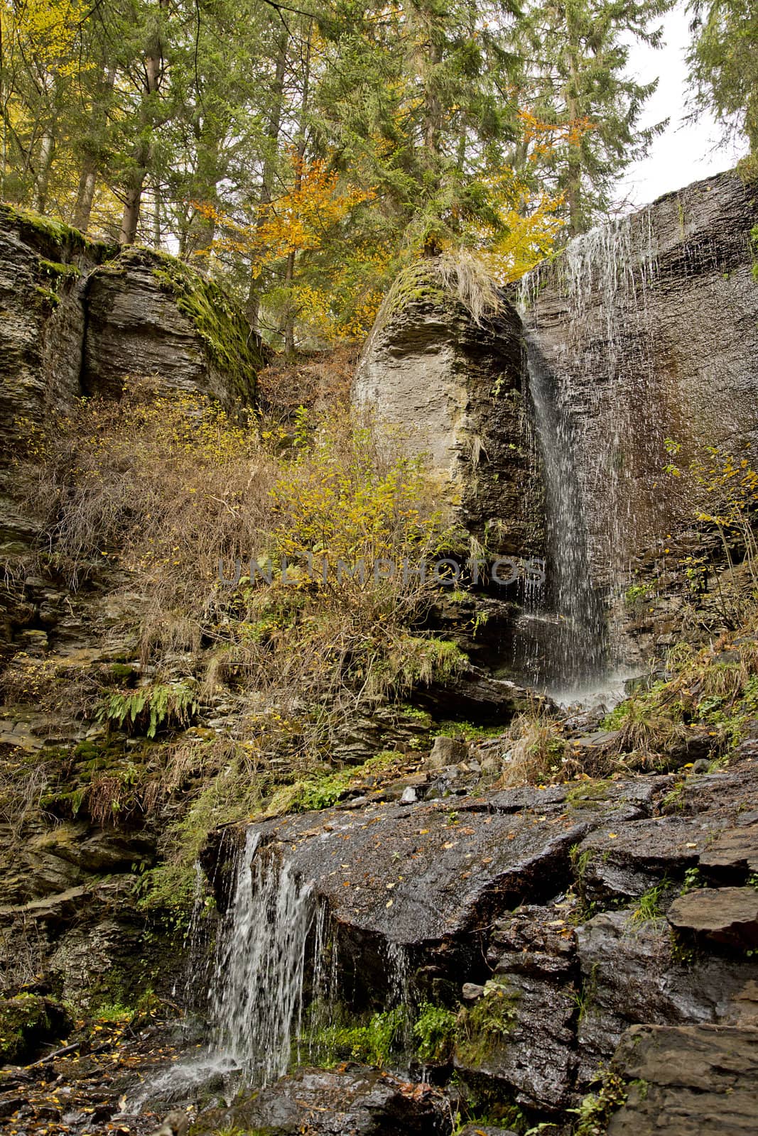 Closeup of a nice waterfall in a forest