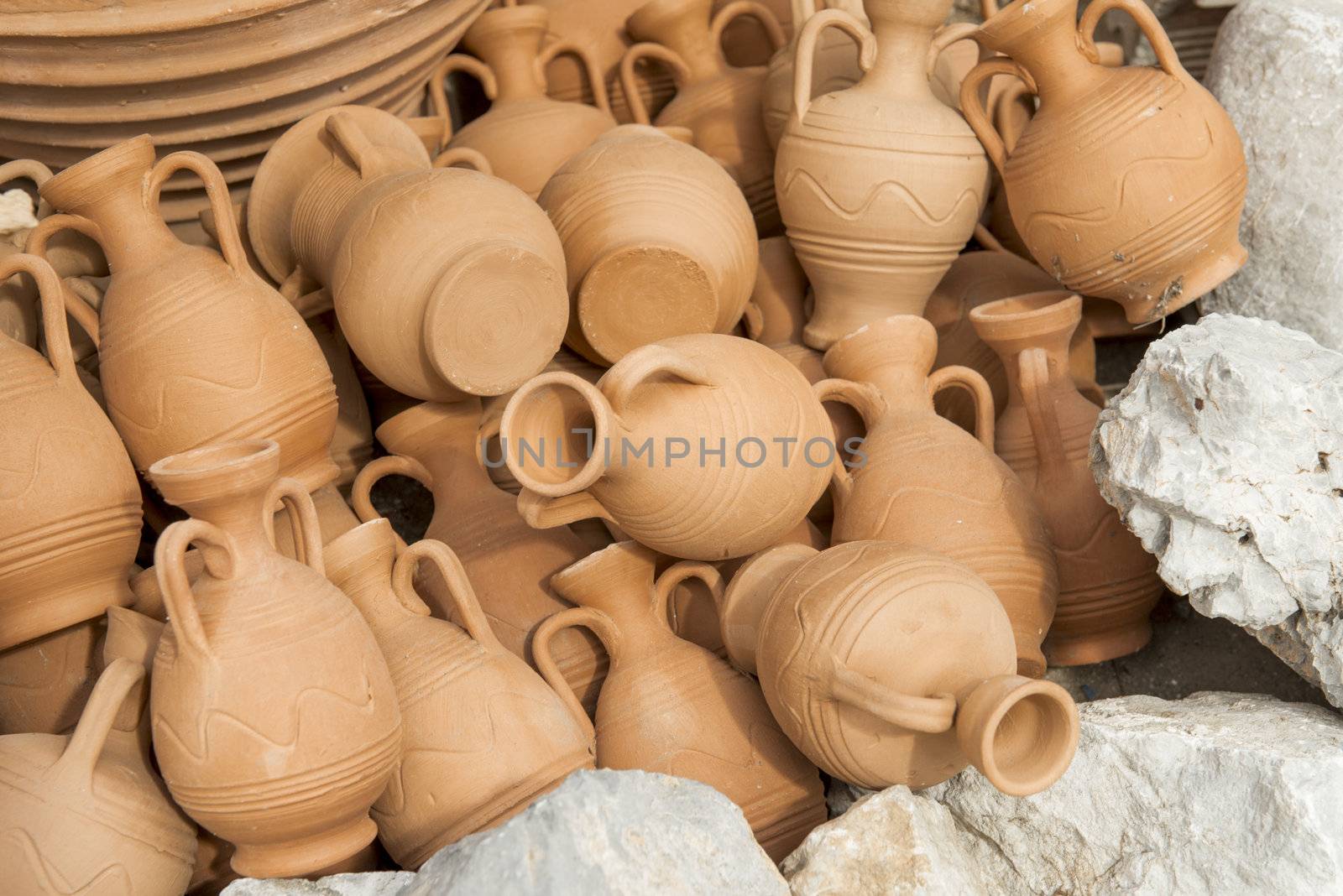 Greece ceramic pots in the gifts shop in Crete.