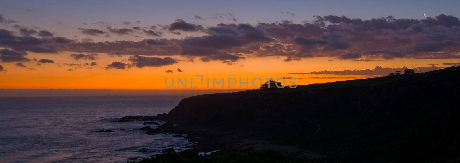 Panoramic landscape of seaside ocean or beach golf holiday resort