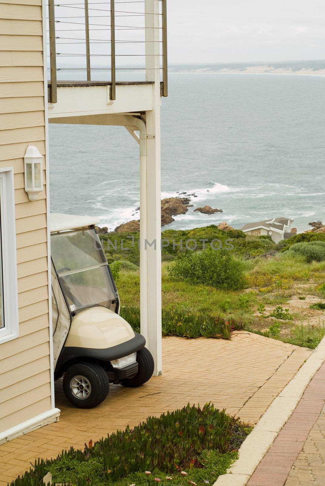 Golf cart outside sea holiday home