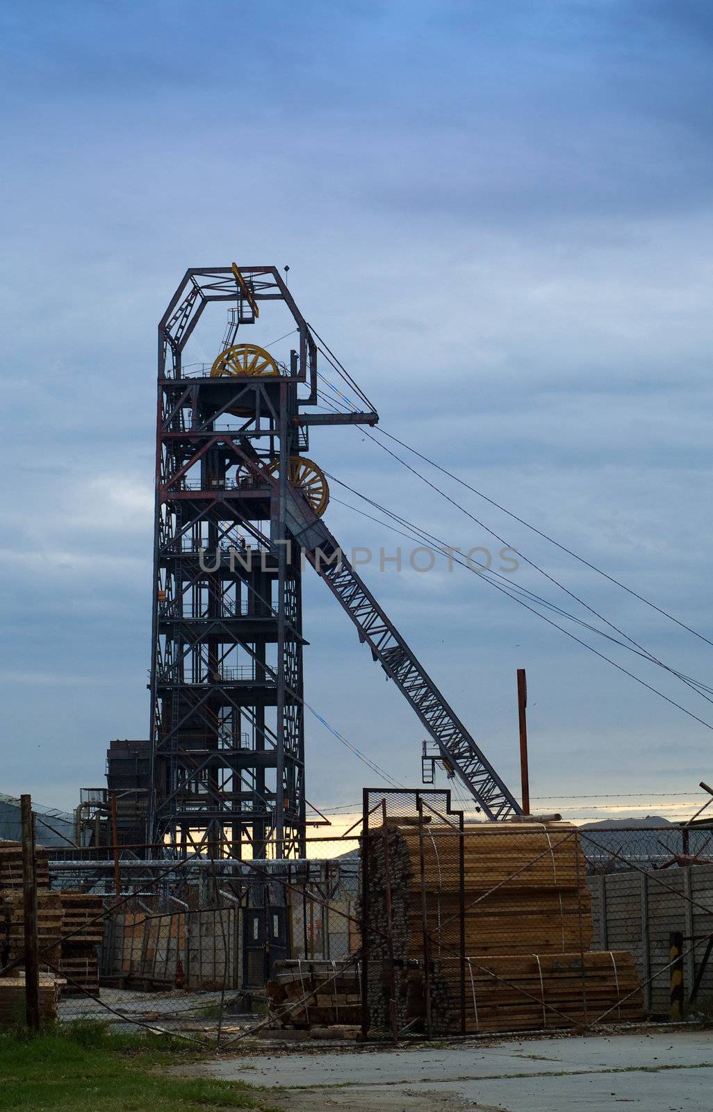 South African gold mine industrial mining headgear