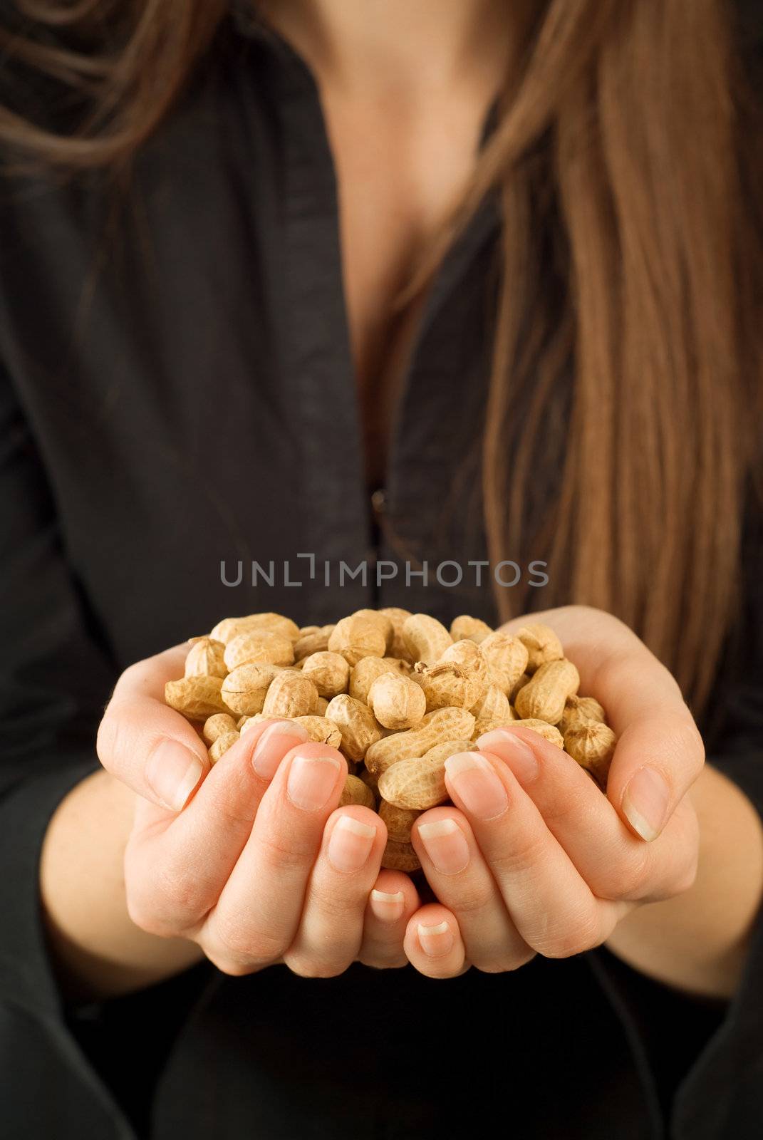 Bad job businesswoman working for peanuts or very little money