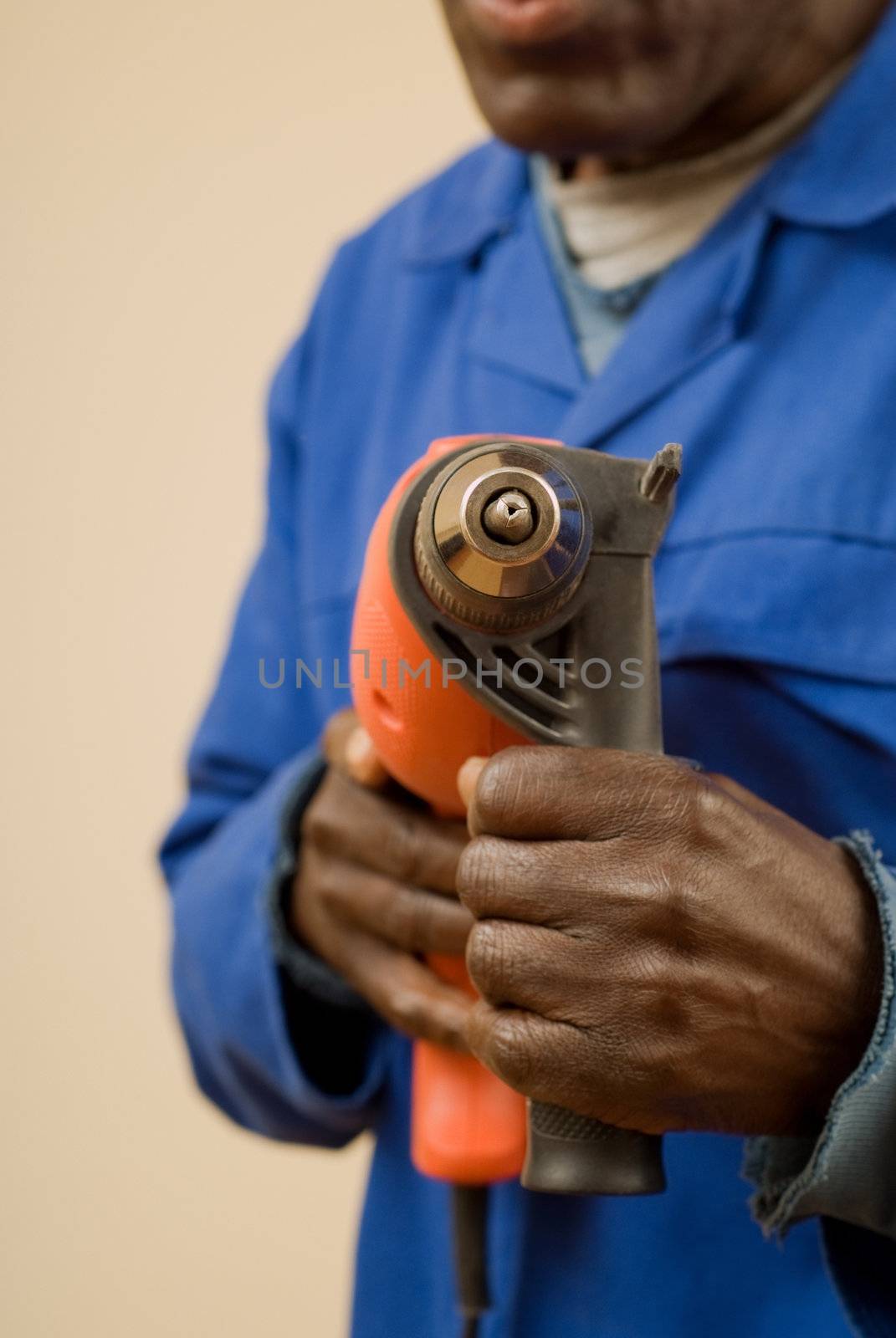 Construction Worker with Power Tool by alistaircotton