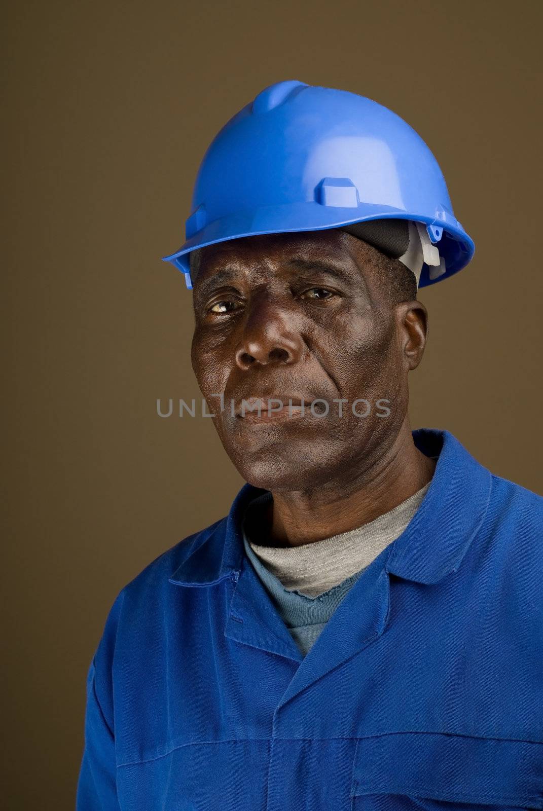 Portrait of African American Construction Worker, Handyman, Electrician, Carpenter