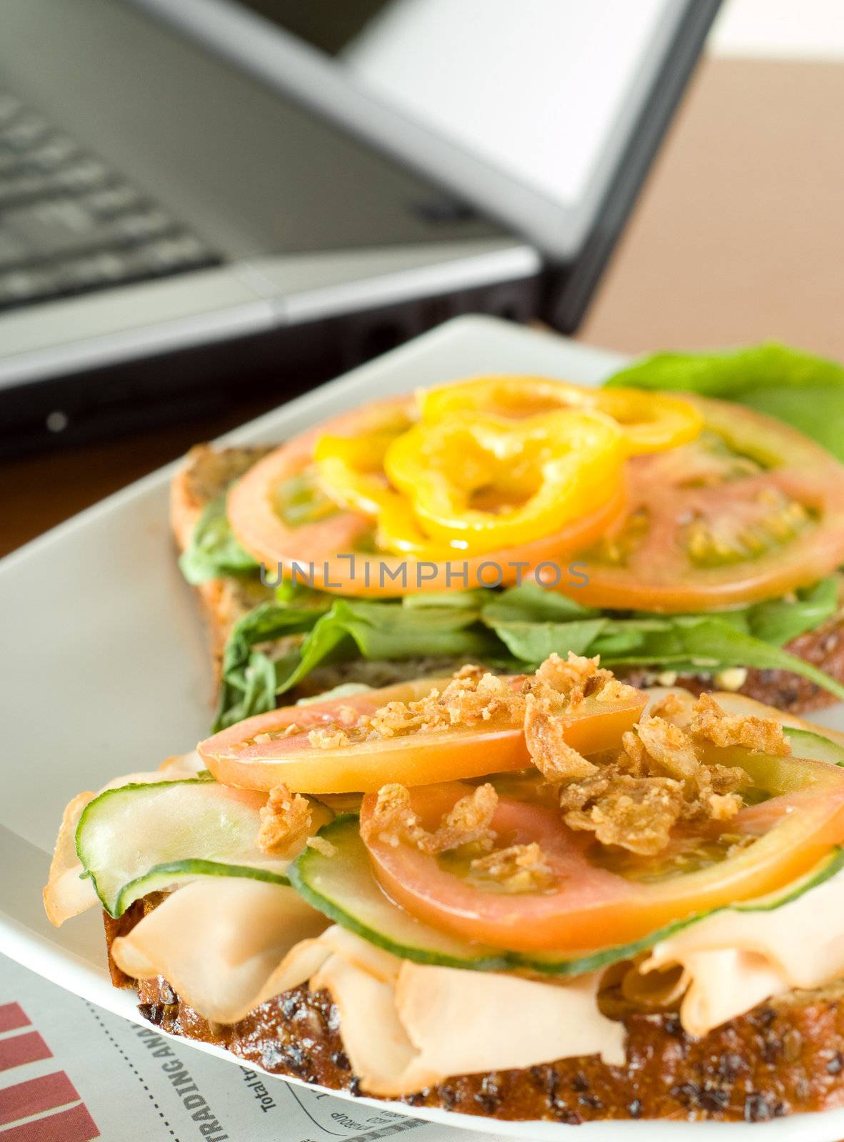 Office salad sandwich for lunch by alistaircotton