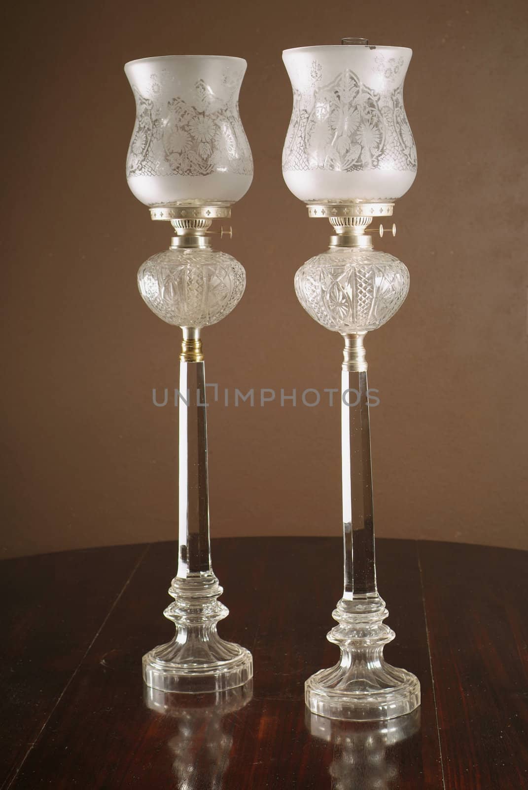 Classic parafin lanterns on table