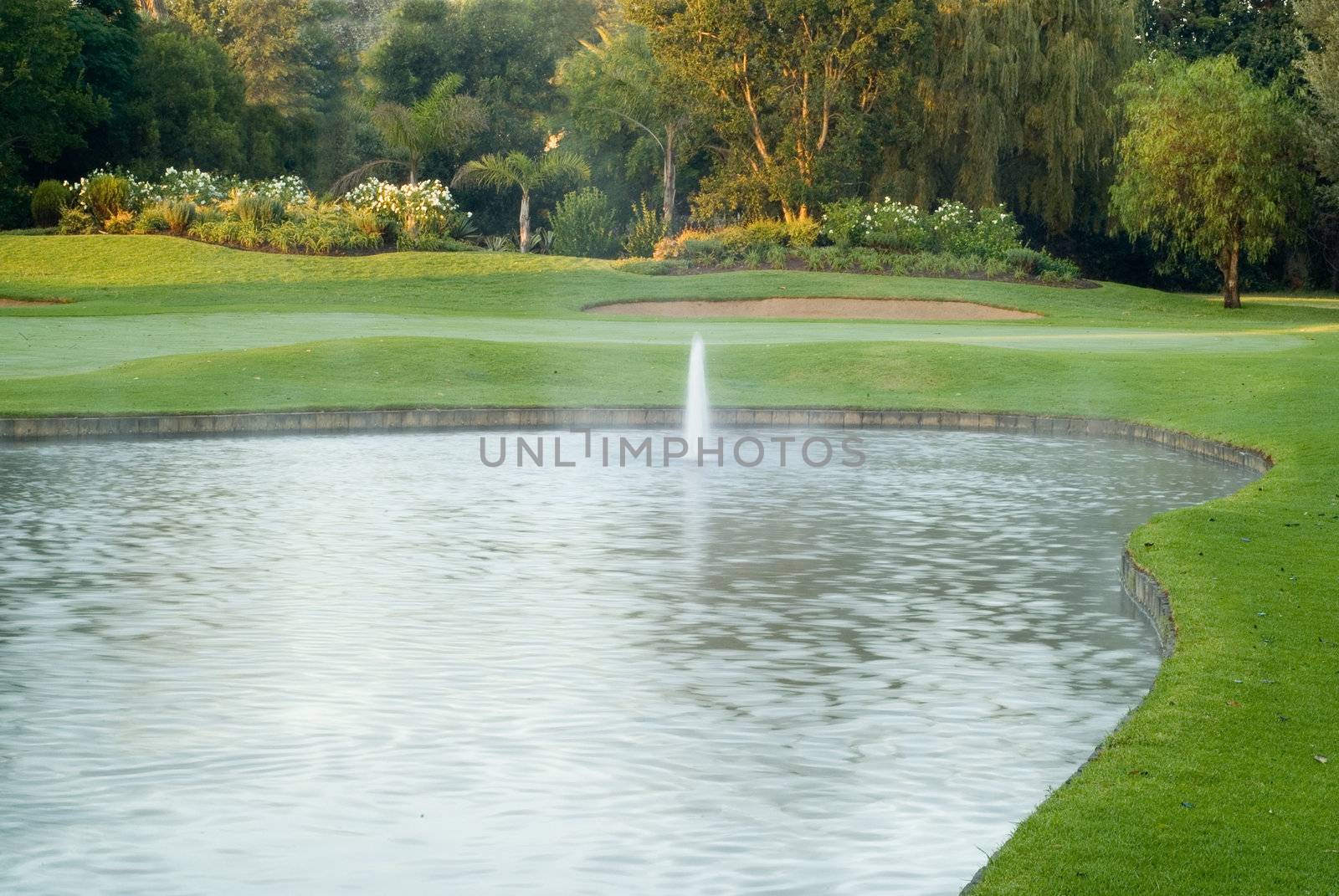 Golf Green with Water Hazard by alistaircotton