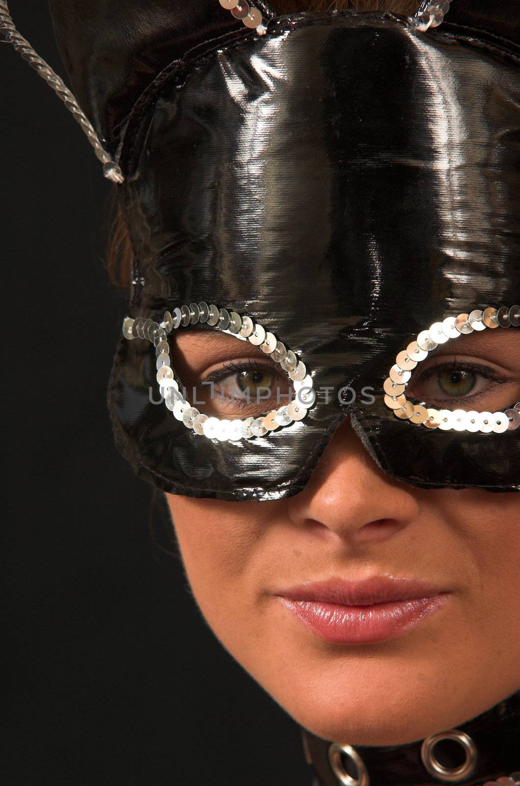 Cat Suit model with black mask and collar