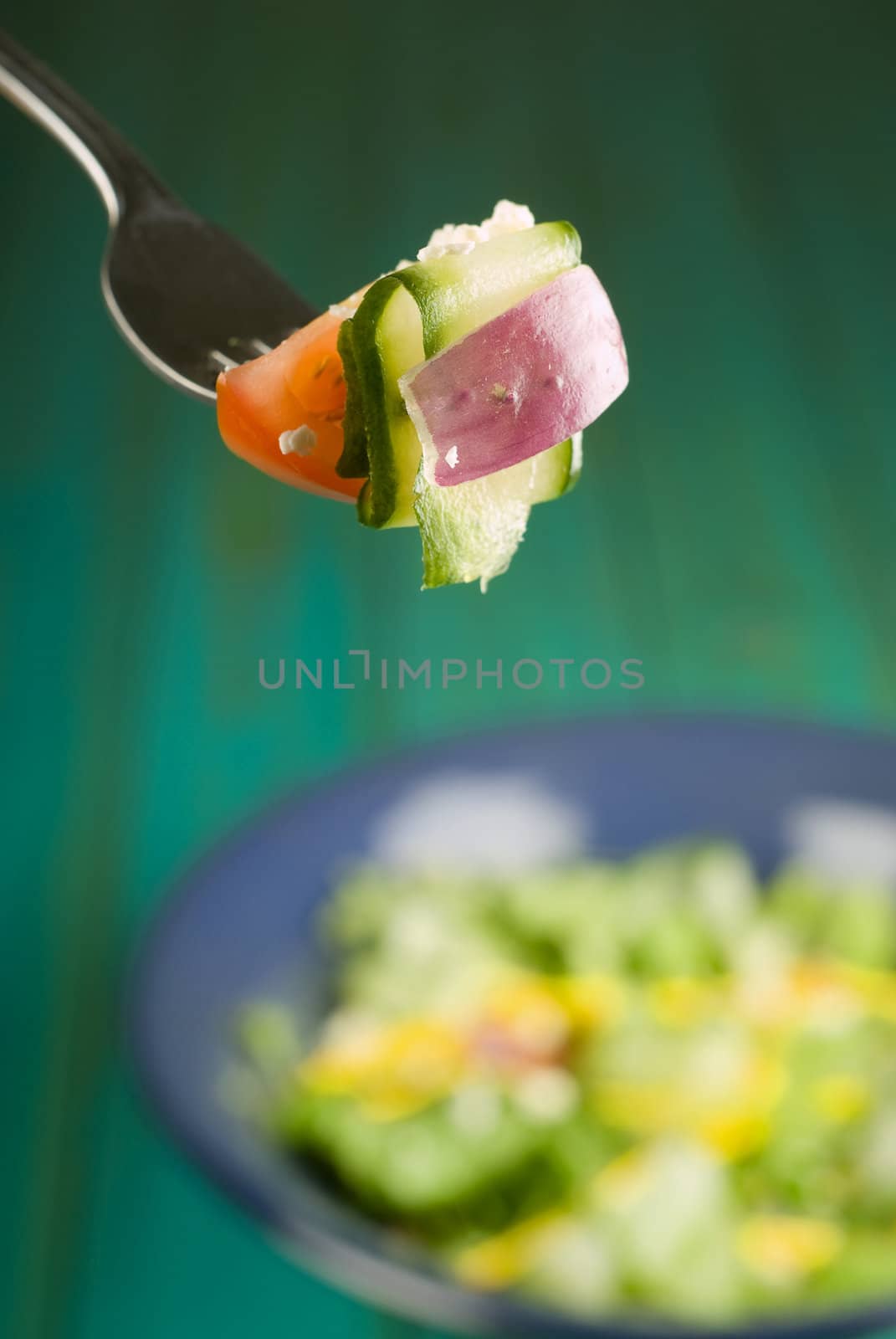 Salad on fork by alistaircotton
