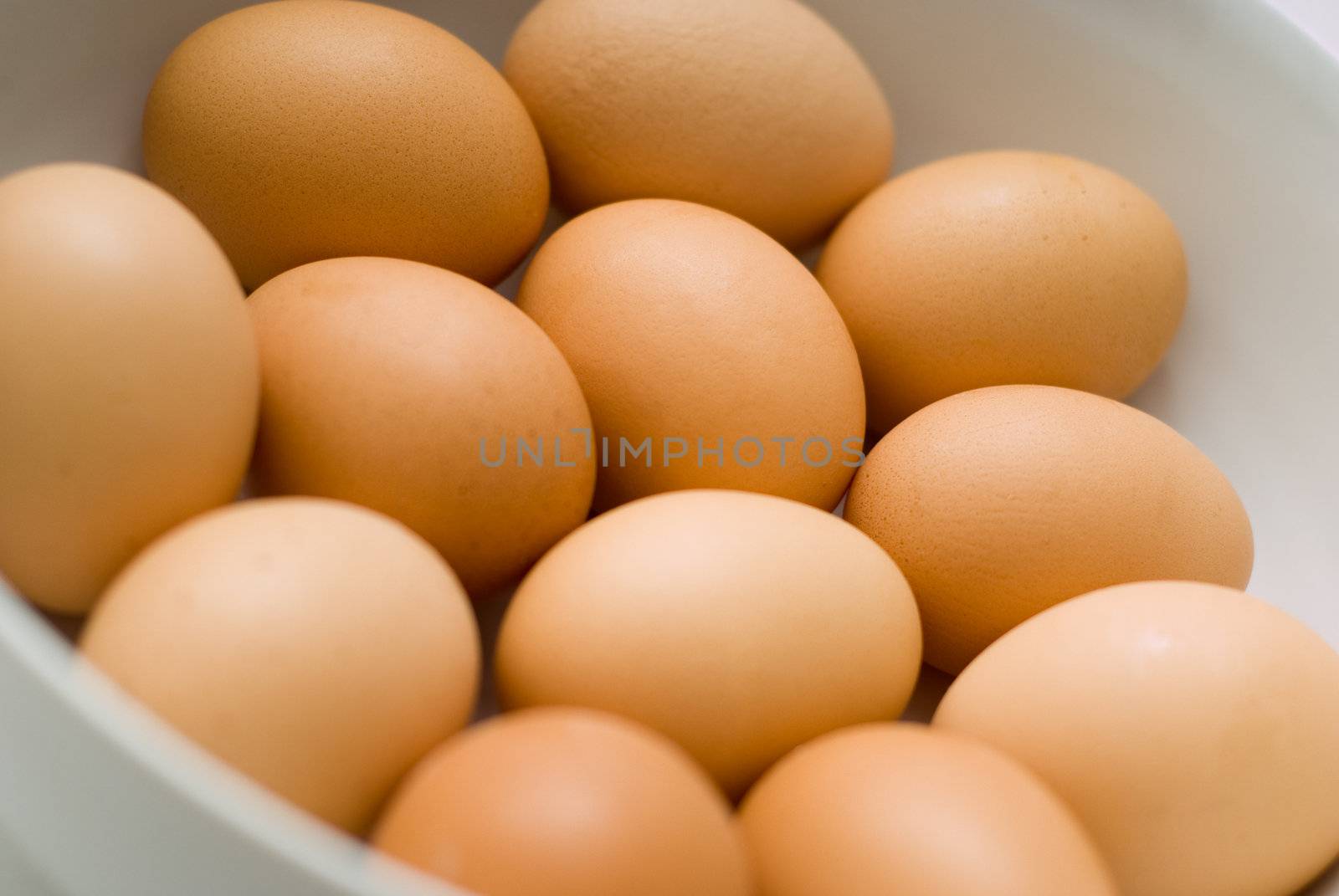 Eggs in white bowl - landscape orientation