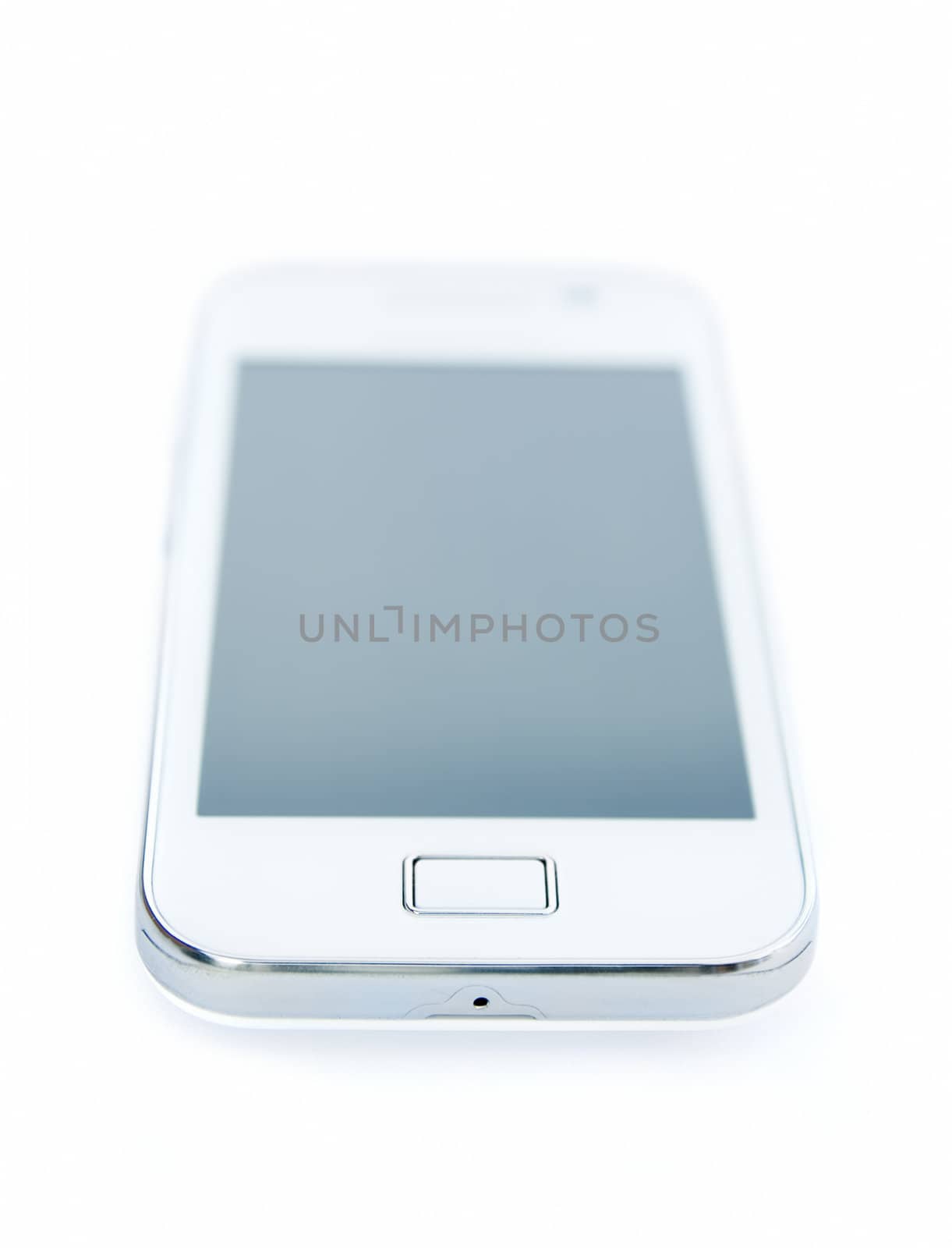 soft focus white smartphone on white background