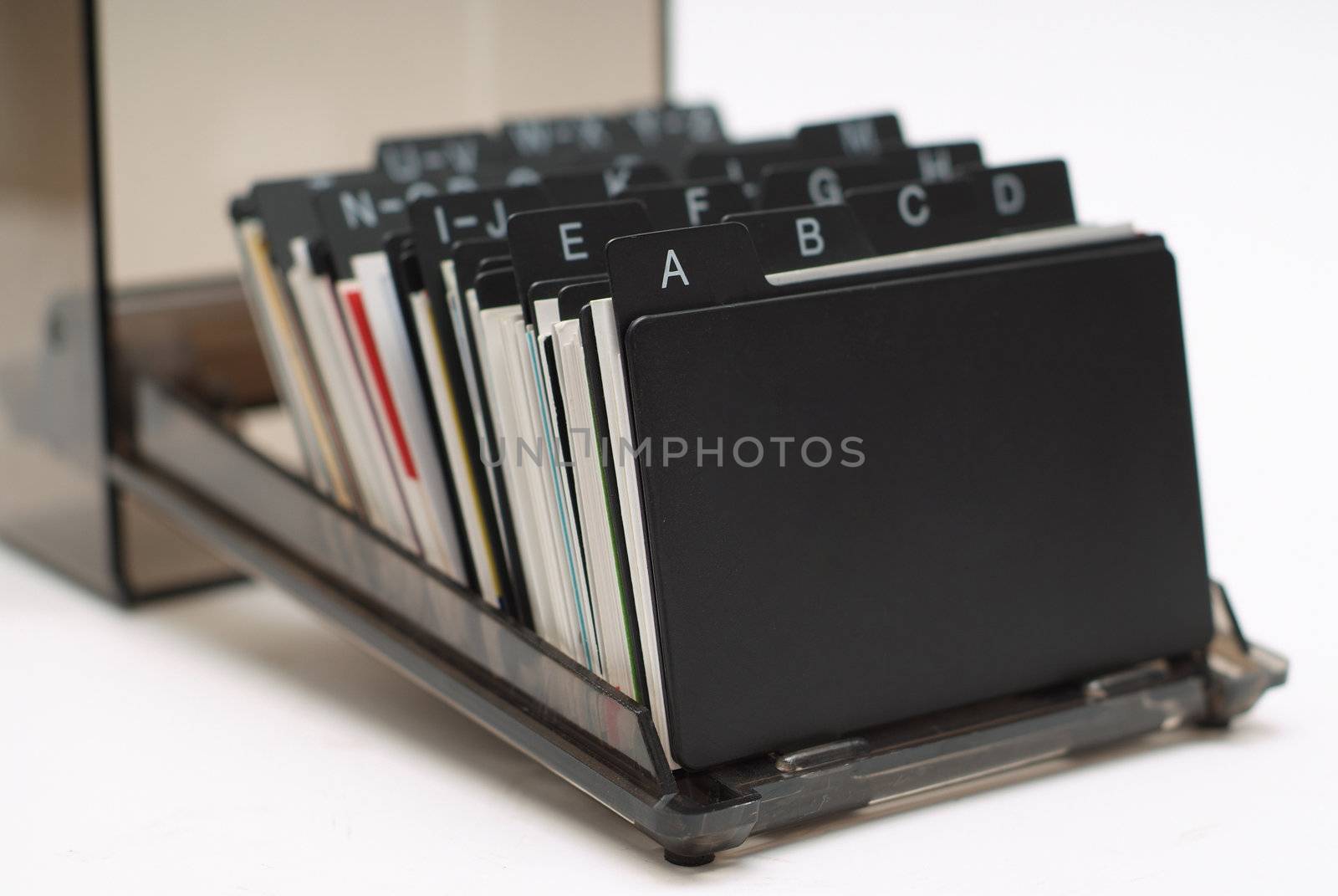 Business card holder focus on A close up