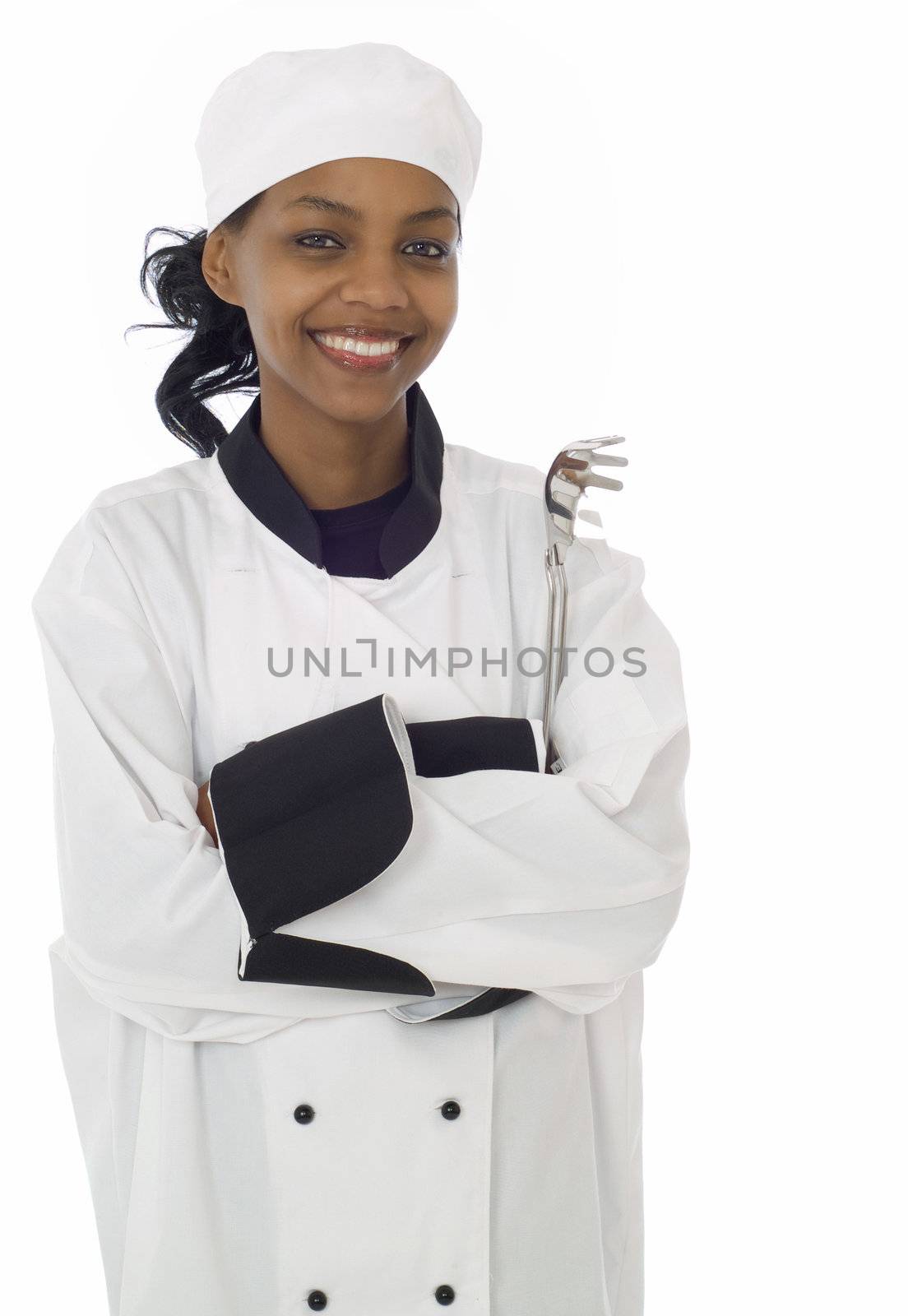 Women Chef standing with her arms folded, smiling