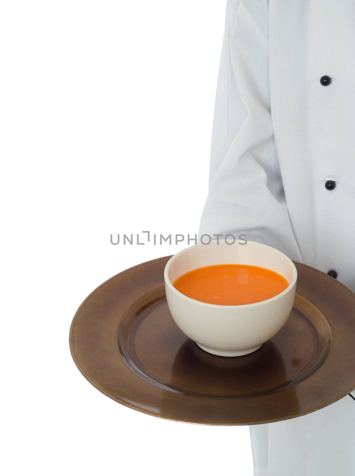 Chef serving soup by alistaircotton