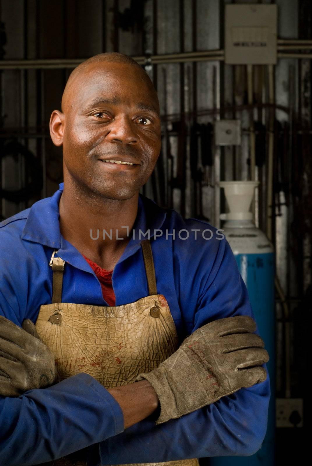South African or American welder worker