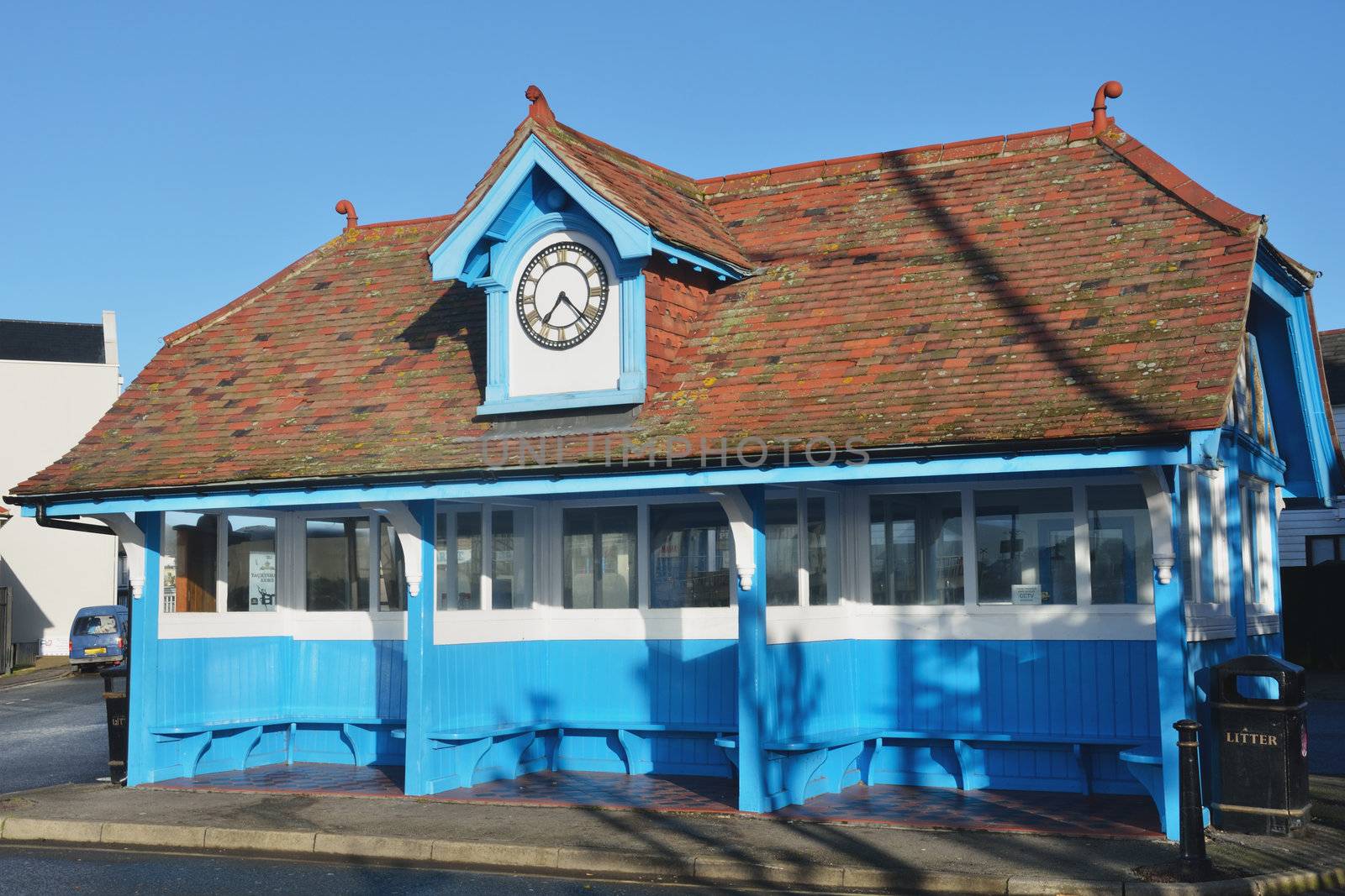 blue vintage shelter