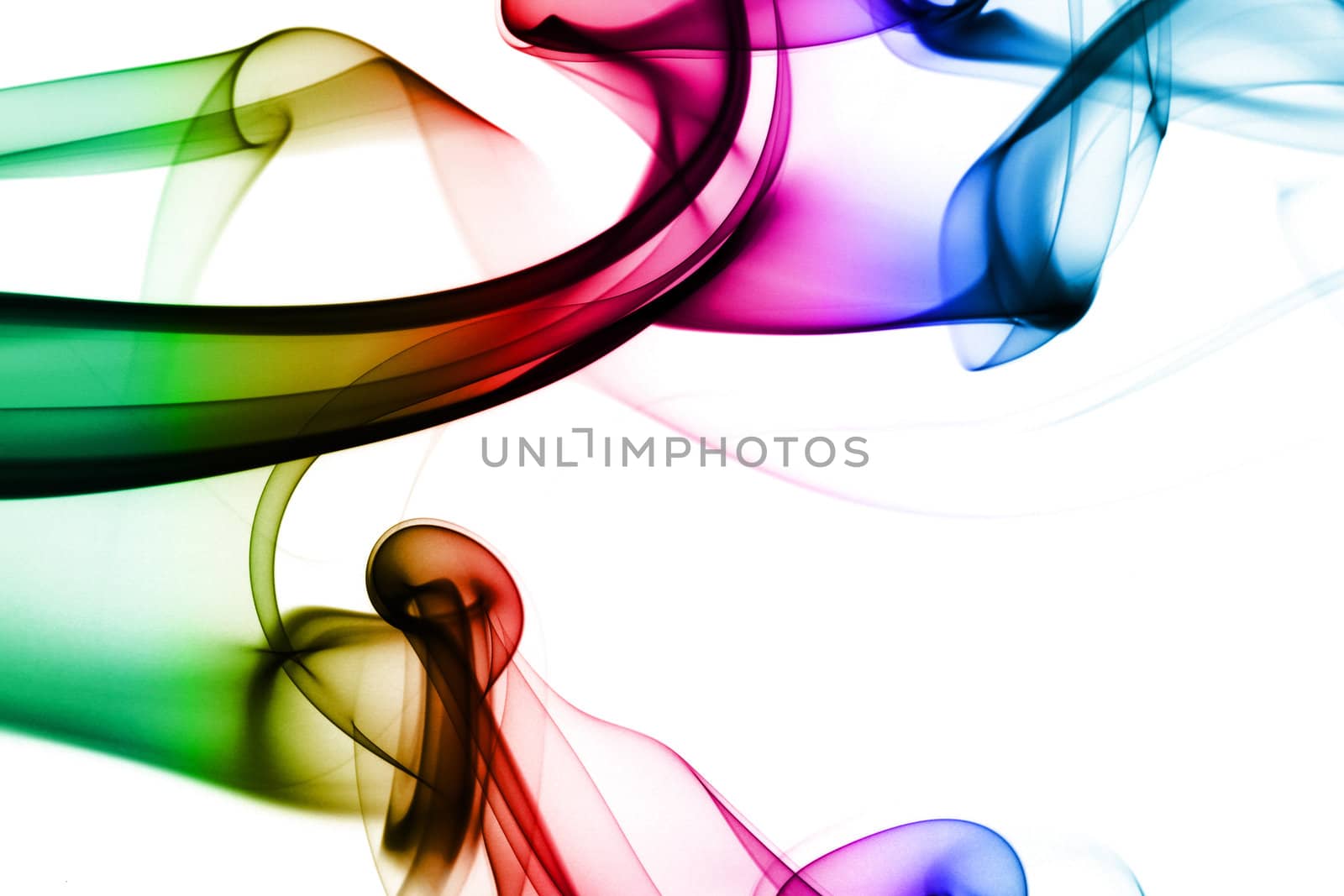Multicolored smoke in white background