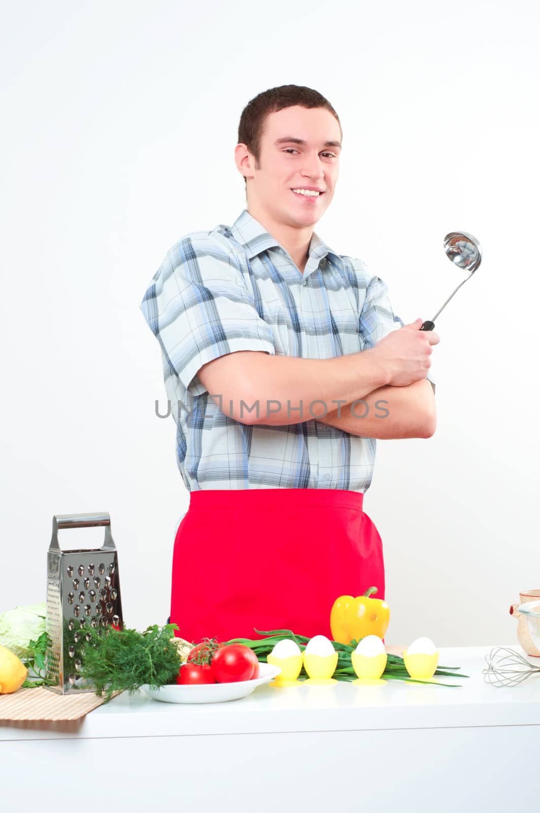 portrait of a young man, hold ladle by adam121