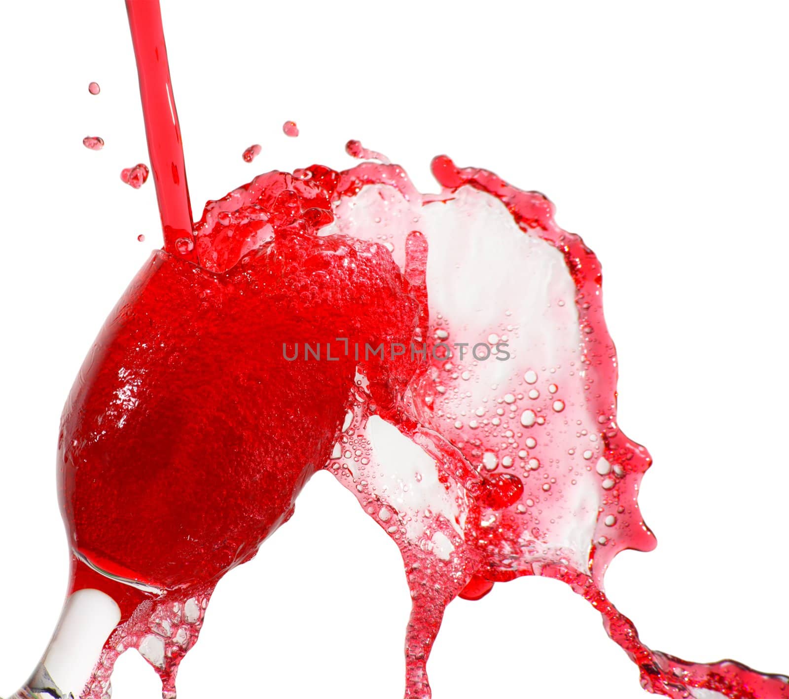 glass of red juice, splash and jet