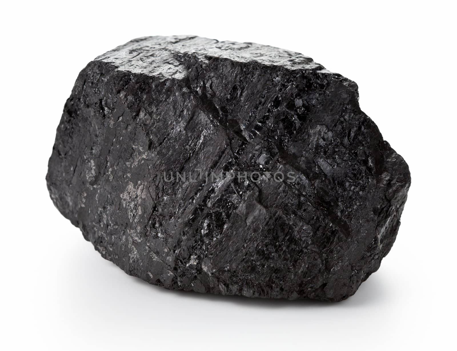 Large coal lump isolated on white background