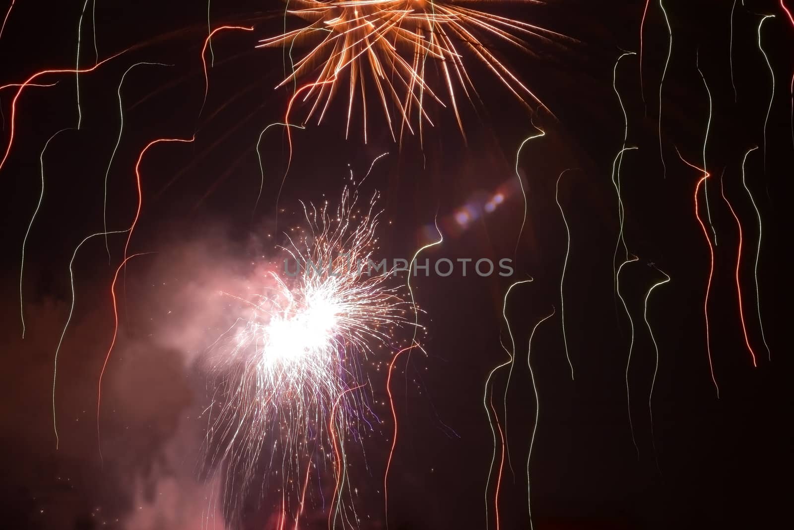 Fireworks on New year in the night sky in the Kriviy rig