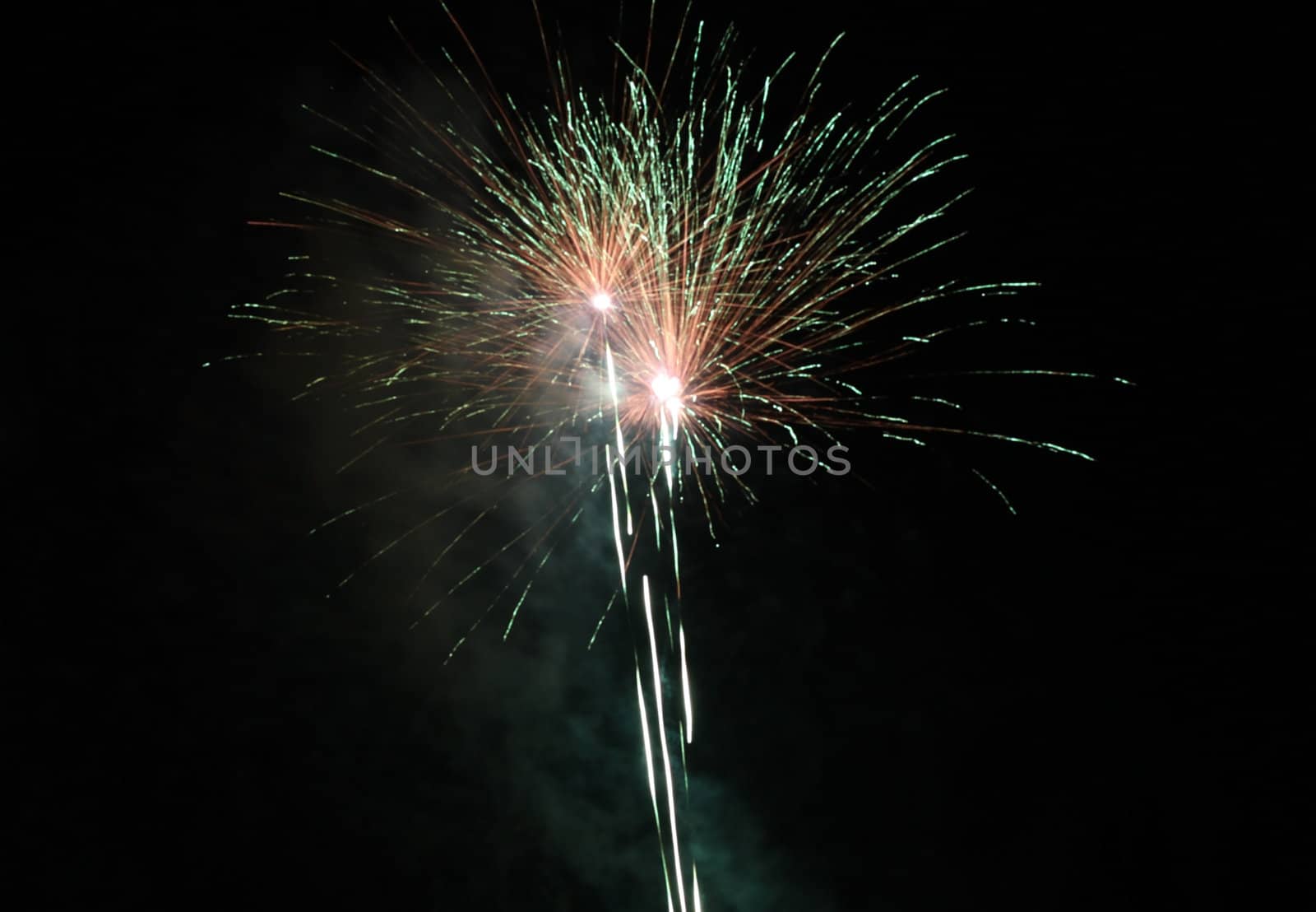 holiday fireworks in night sky