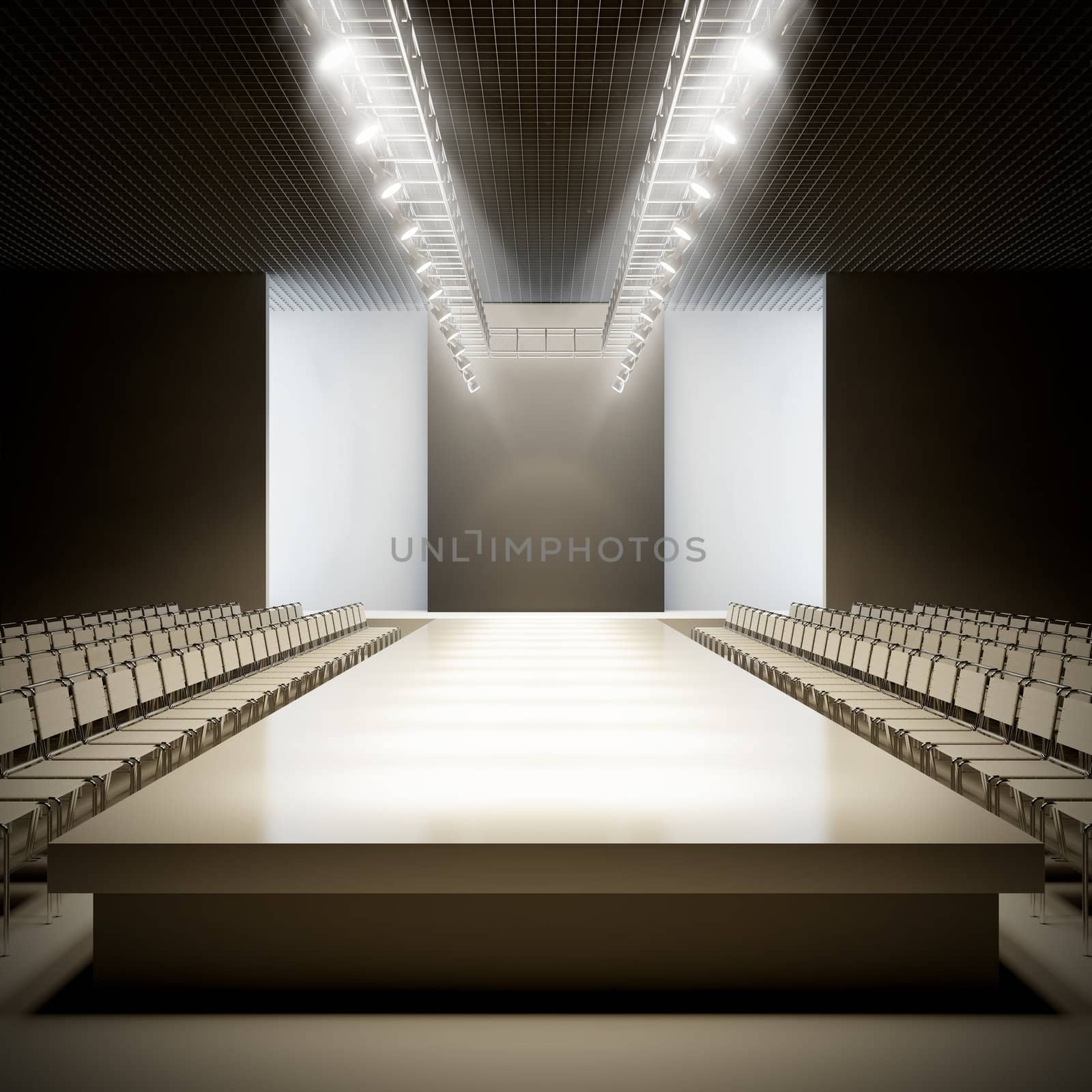 A 3D illustration of fashion empty runway.