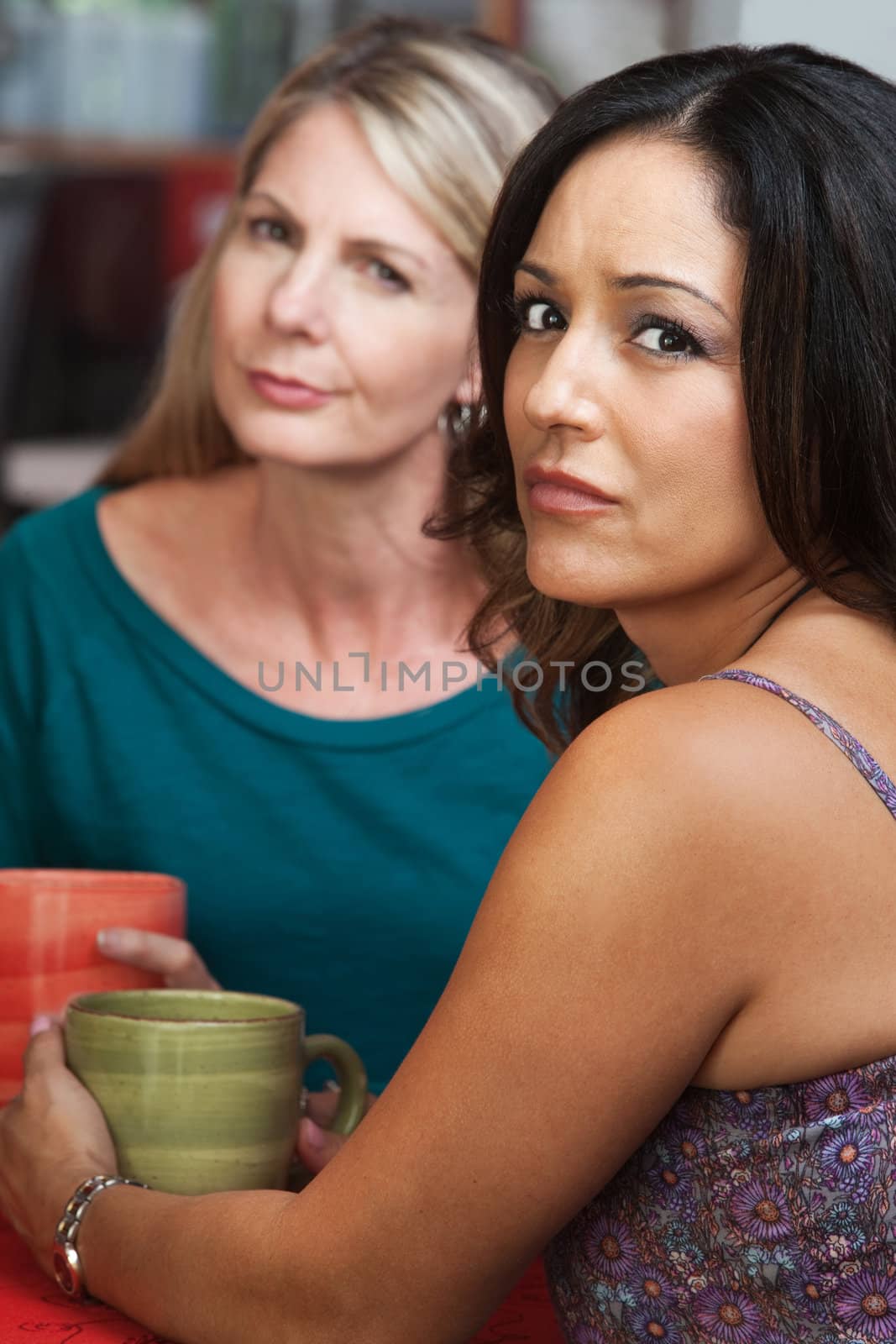 Concerned Ladies in Coffeehouse by Creatista