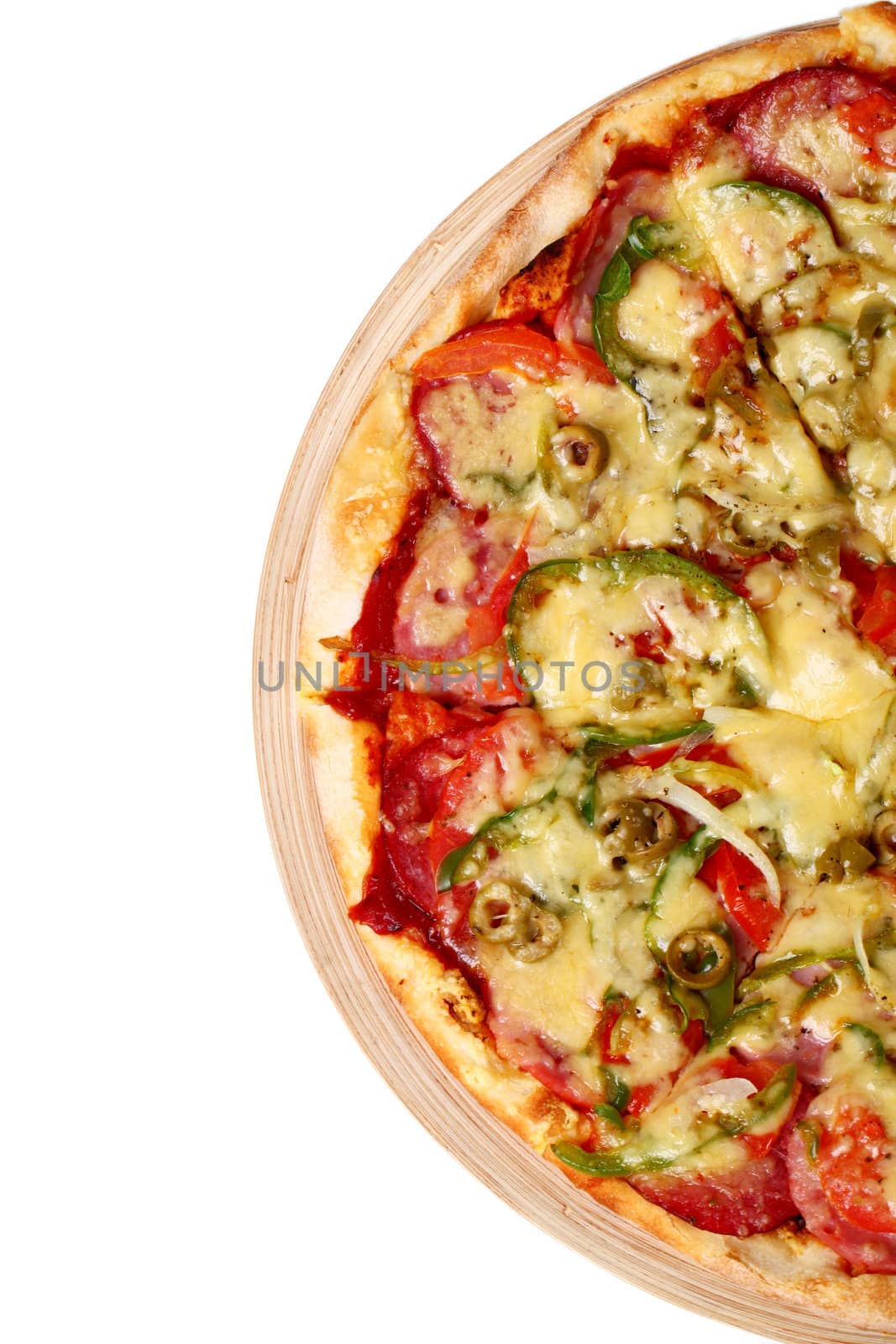 Image of fresh italian pizza isolated over white background