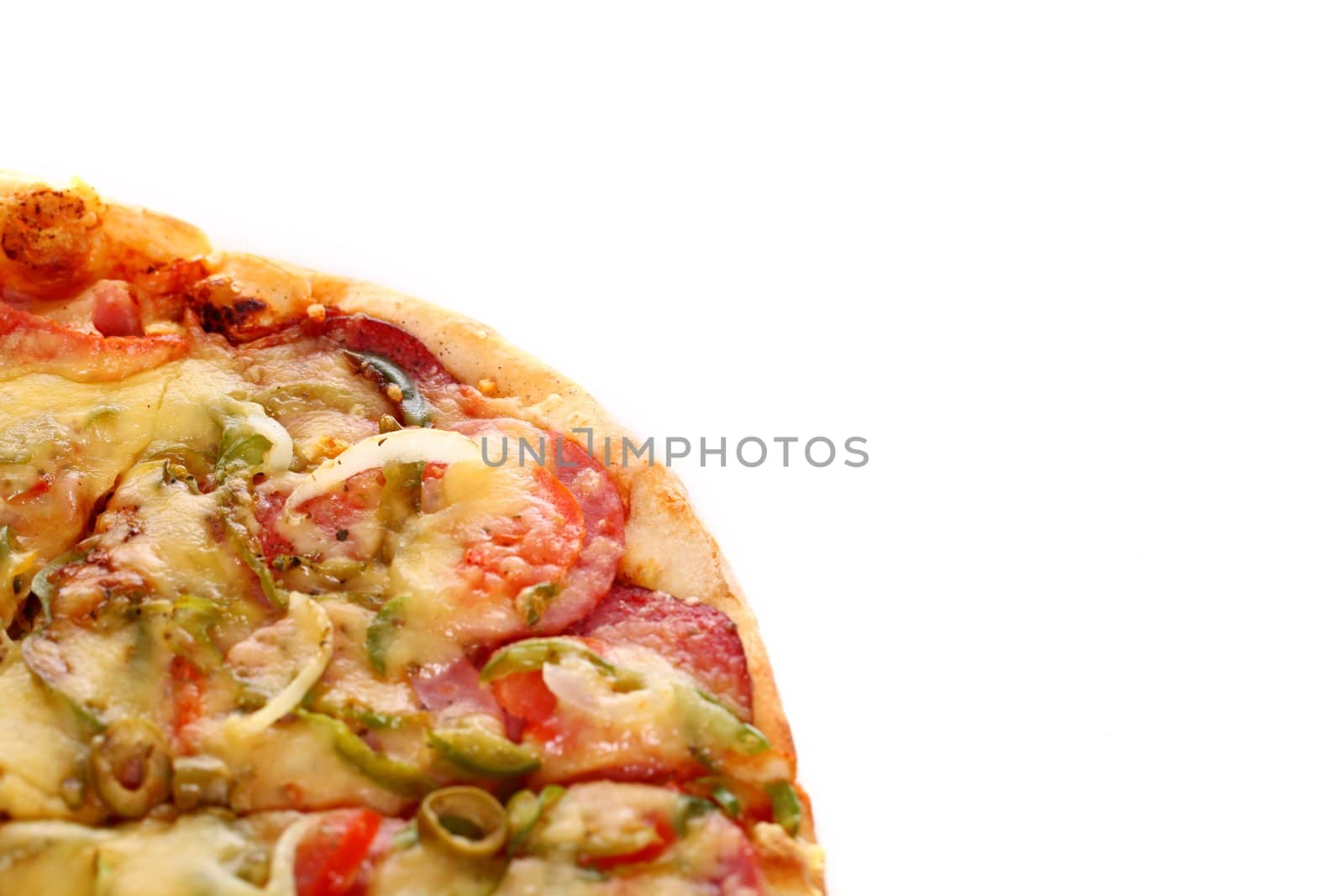 Image of fresh italian pizza isolated over white background