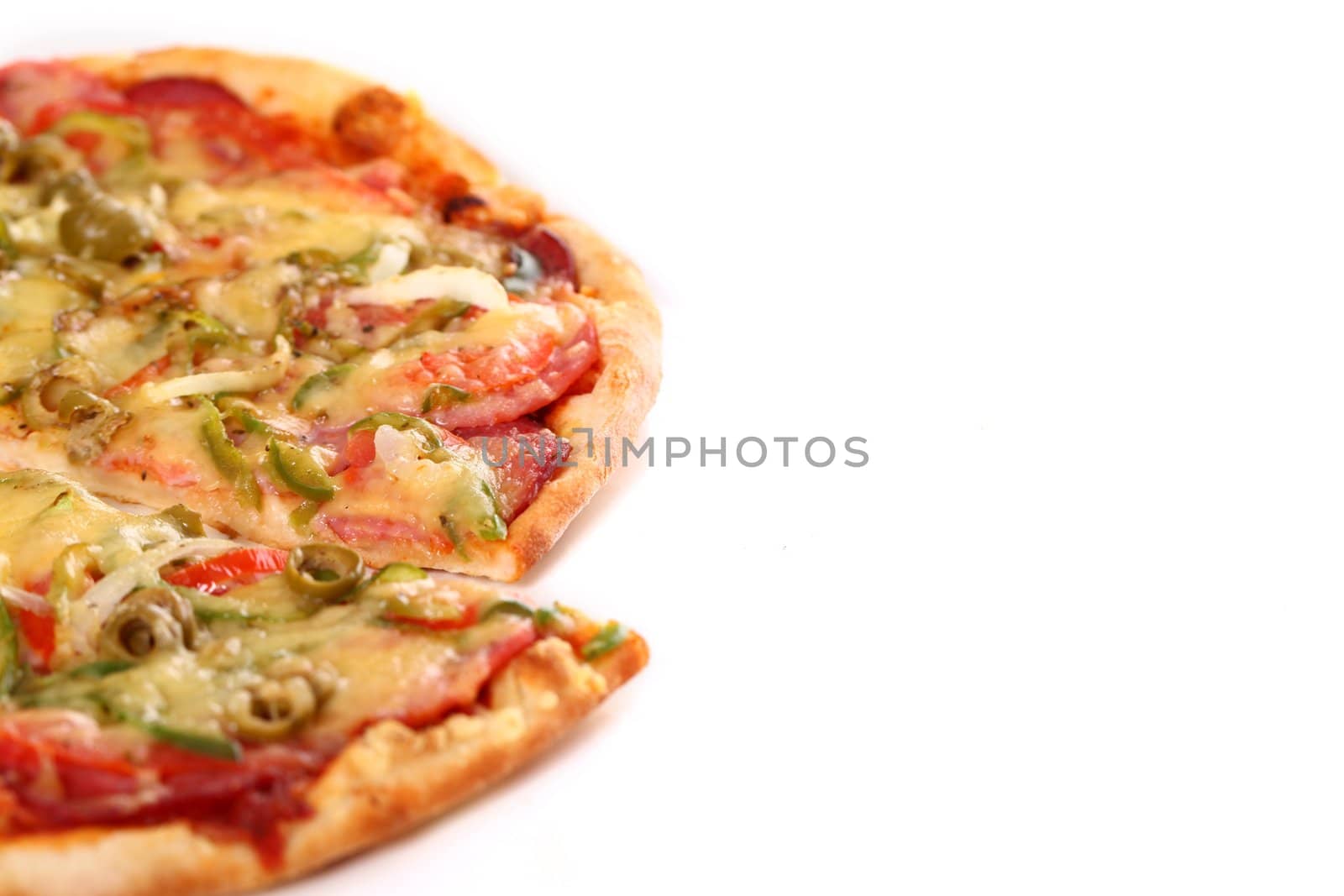 Image of fresh italian pizza isolated over white background