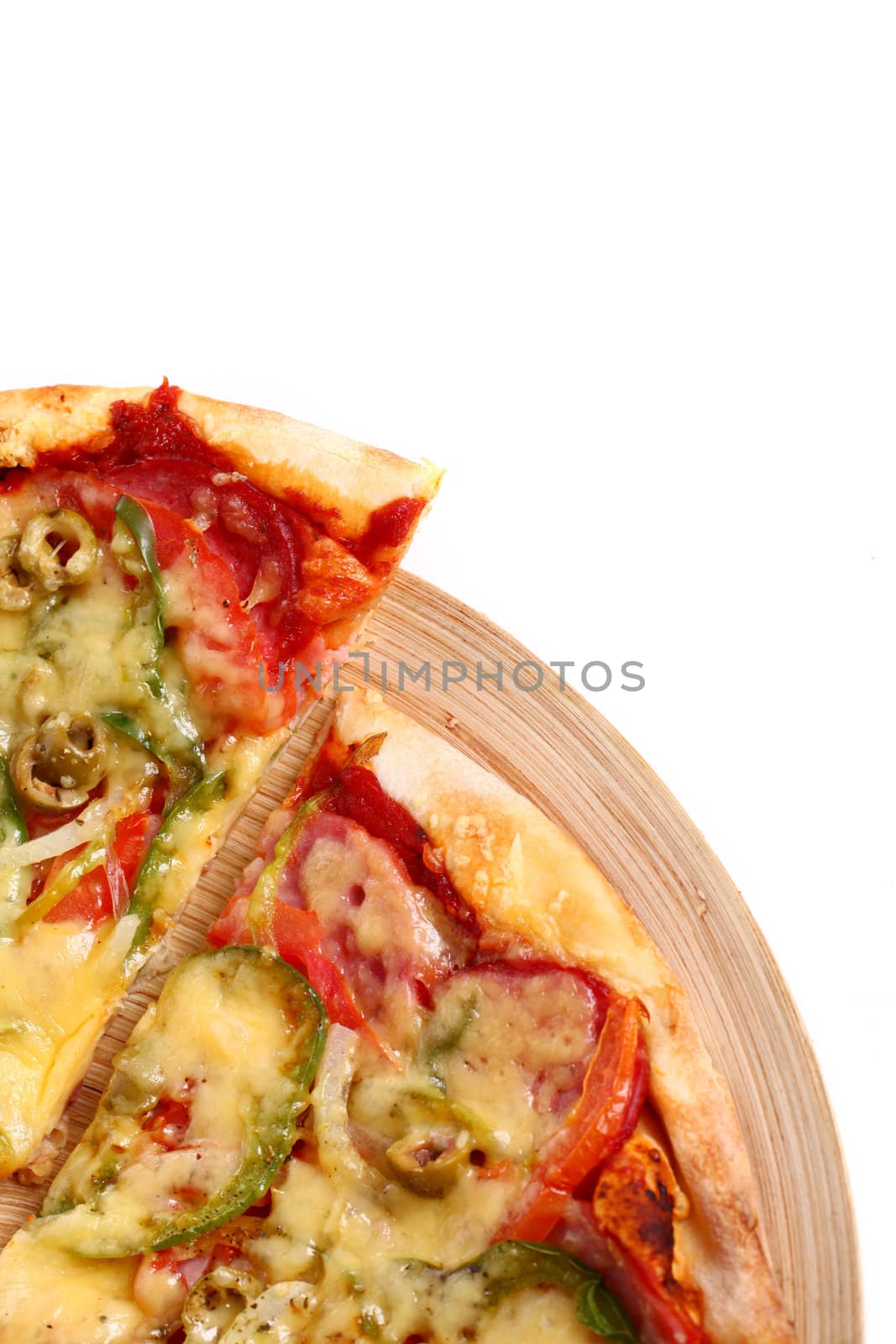 Image of fresh italian pizza isolated over white background