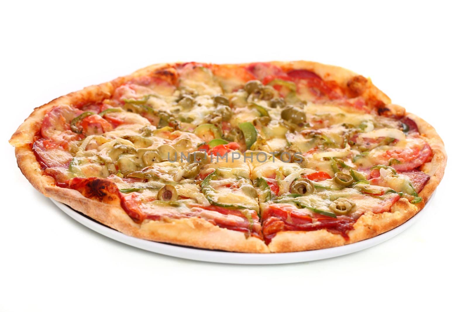 Image of fresh italian pizza isolated over white background