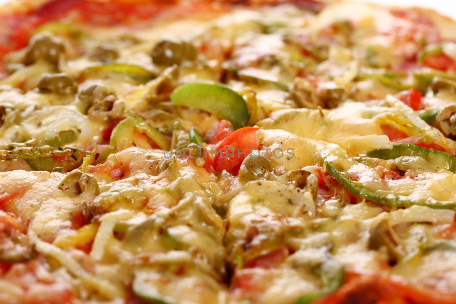 Closeup of fresh italian pizza