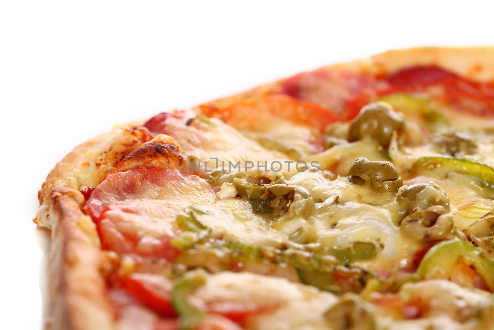 Image of fresh italian pizza isolated over white background