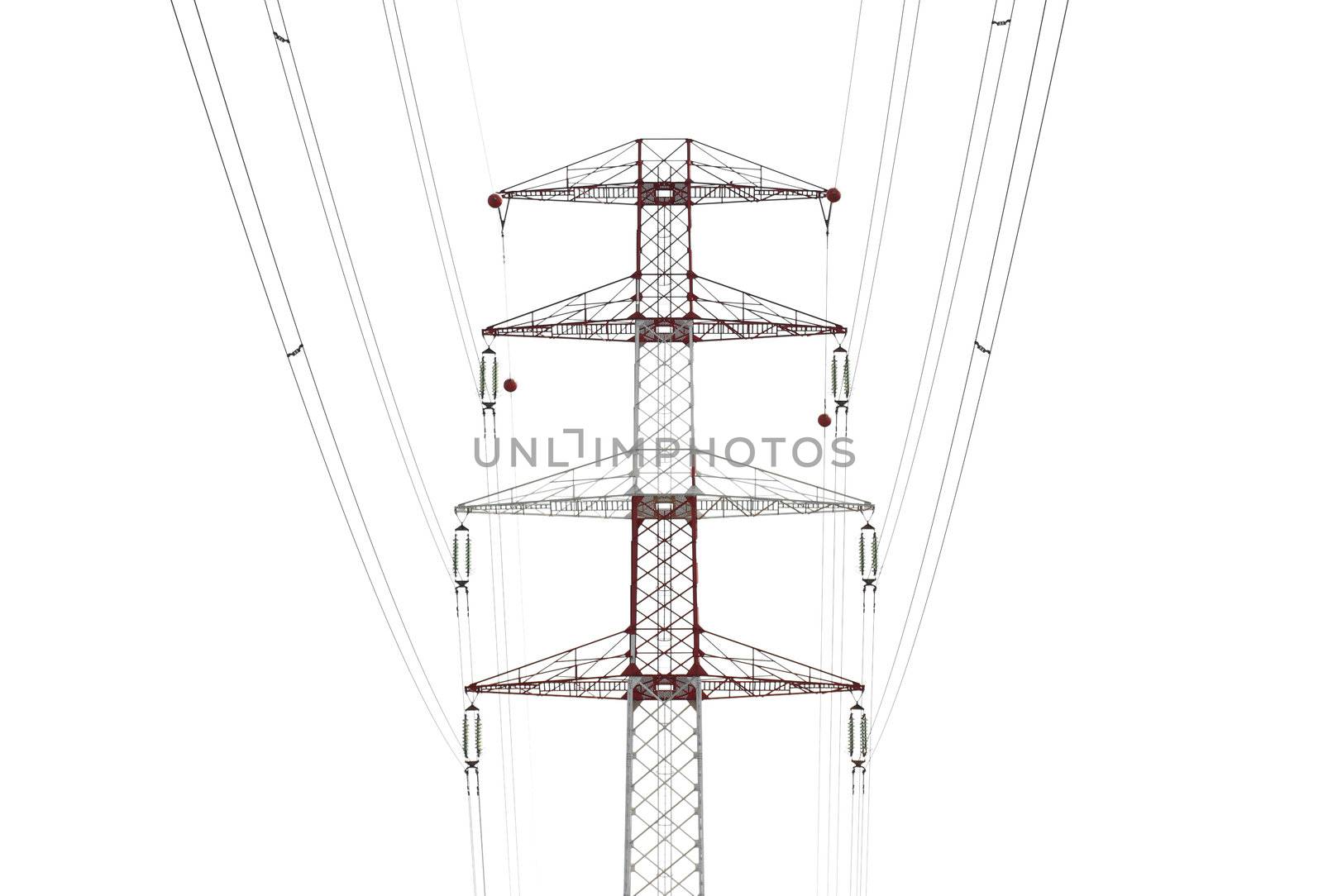 Detail of electricity pylon against on a light background