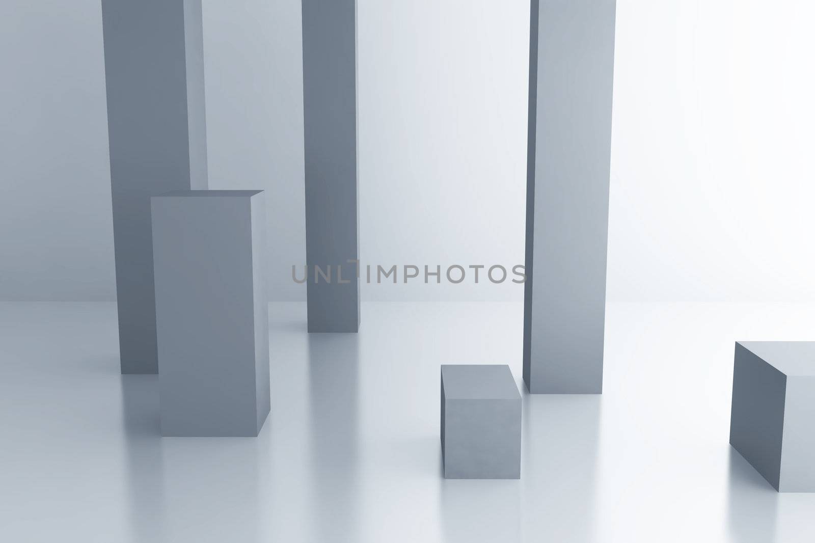 gray columns in the light and empty room by Serp
